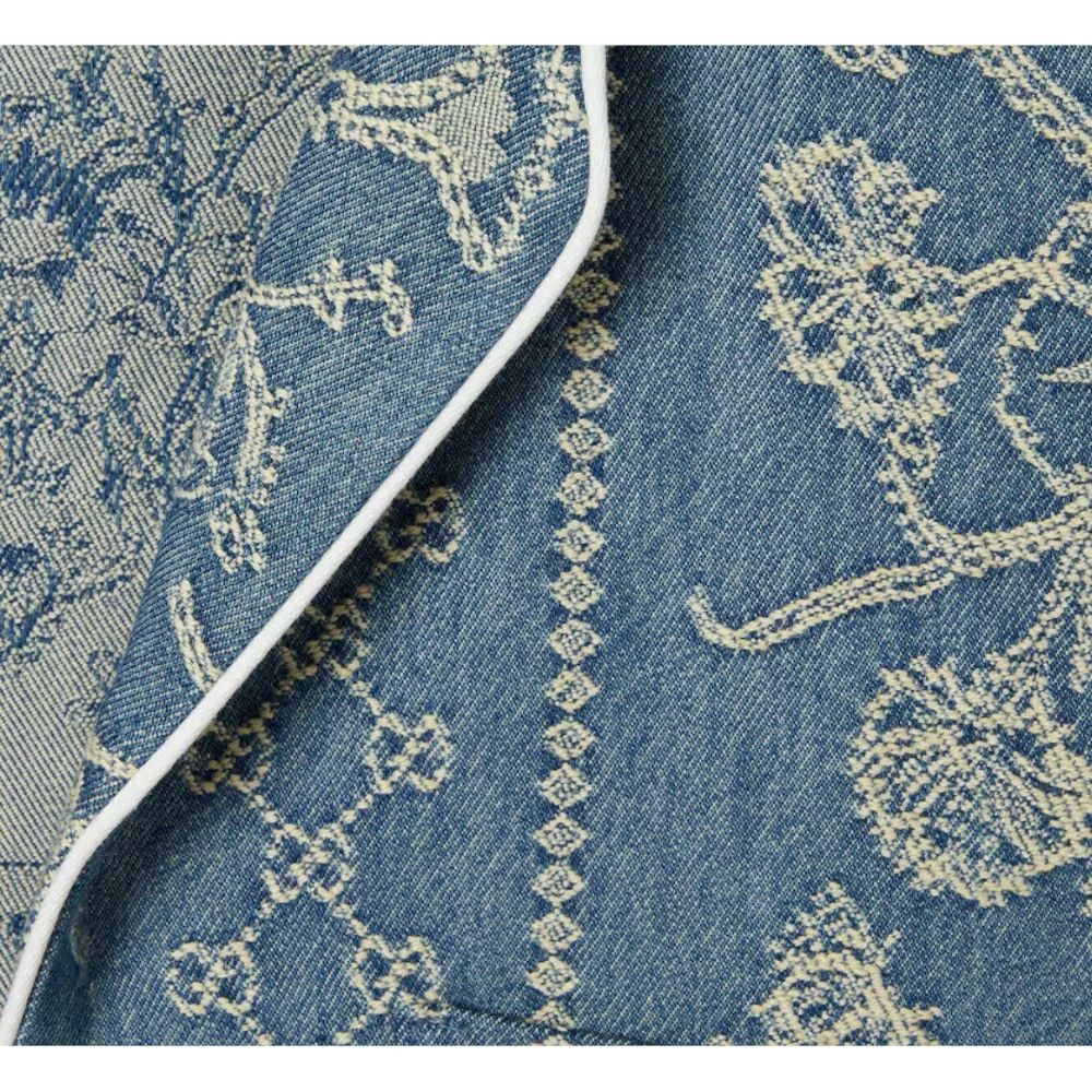 Gucci o1la5ras0626 GG Washed Denim Jacquard Button Shirt in Blue Size US M / EU 48-50 / 2 - 3 Thumbnail