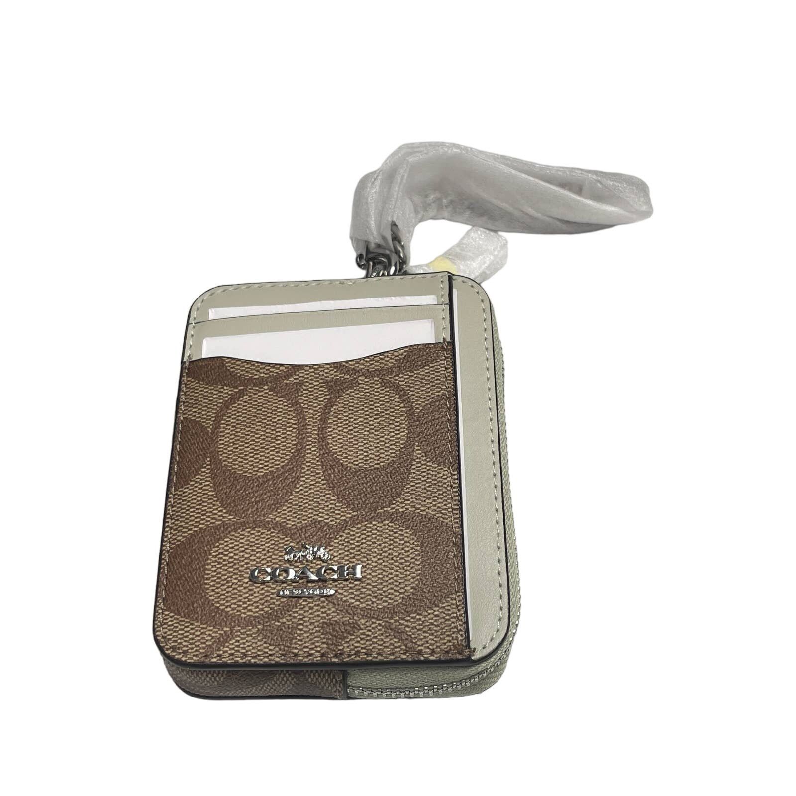 Coach Coach Zip Card Case In Signature Canvas Silver/Khaki/Light Size ONE SIZE - 1 Thumbnail