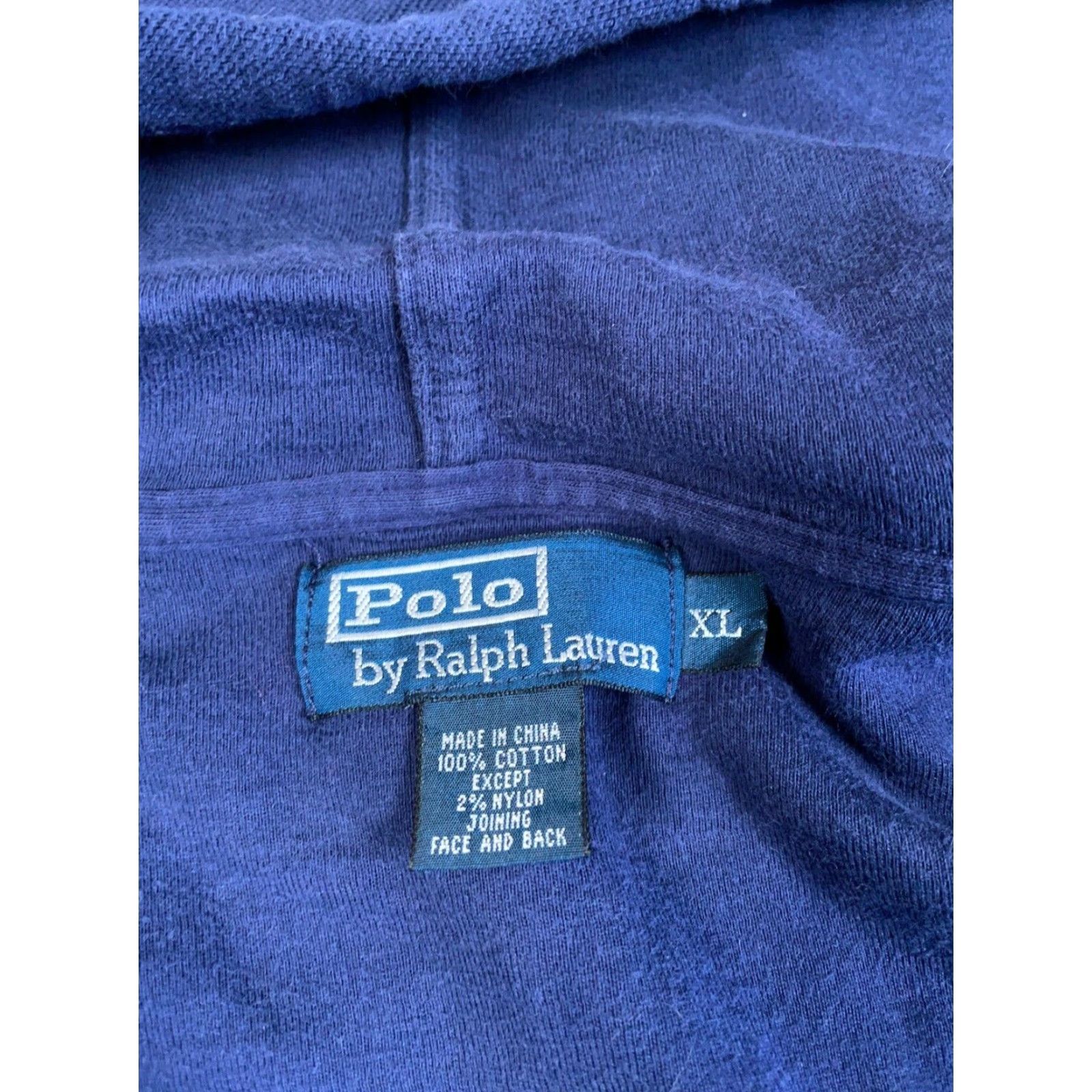 Polo Ralph Lauren Polo Ralph Lauren Hoodie Full Zip Adult XL Dark Blue Pique Cotton Embroidered Pony Heavyweight Relaxed Fit Mens 90s Retro Size US XL / EU 56 / 4 - 3 Thumbnail