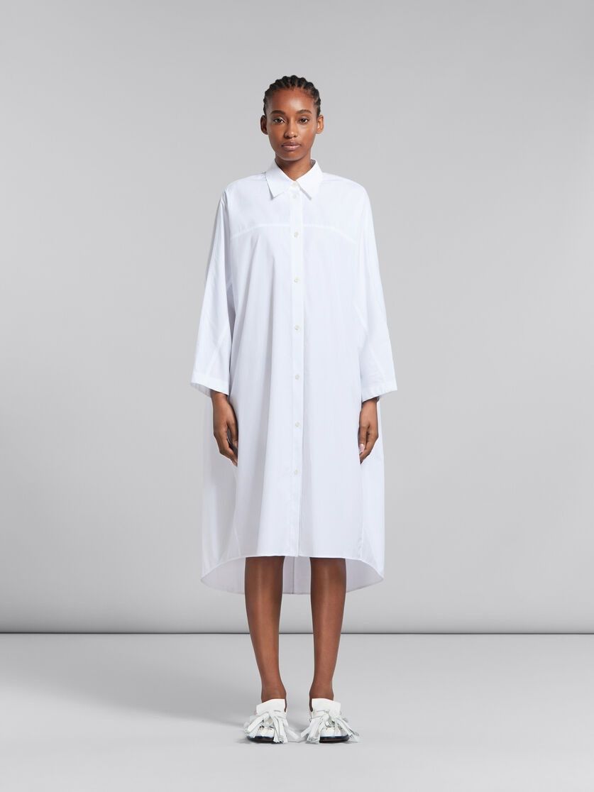 Marni o1w1db10125 Bio Poplin Oversized Shirt Dress in White Size M / US 6-8 / IT 42-44 - 2 Thumbnail