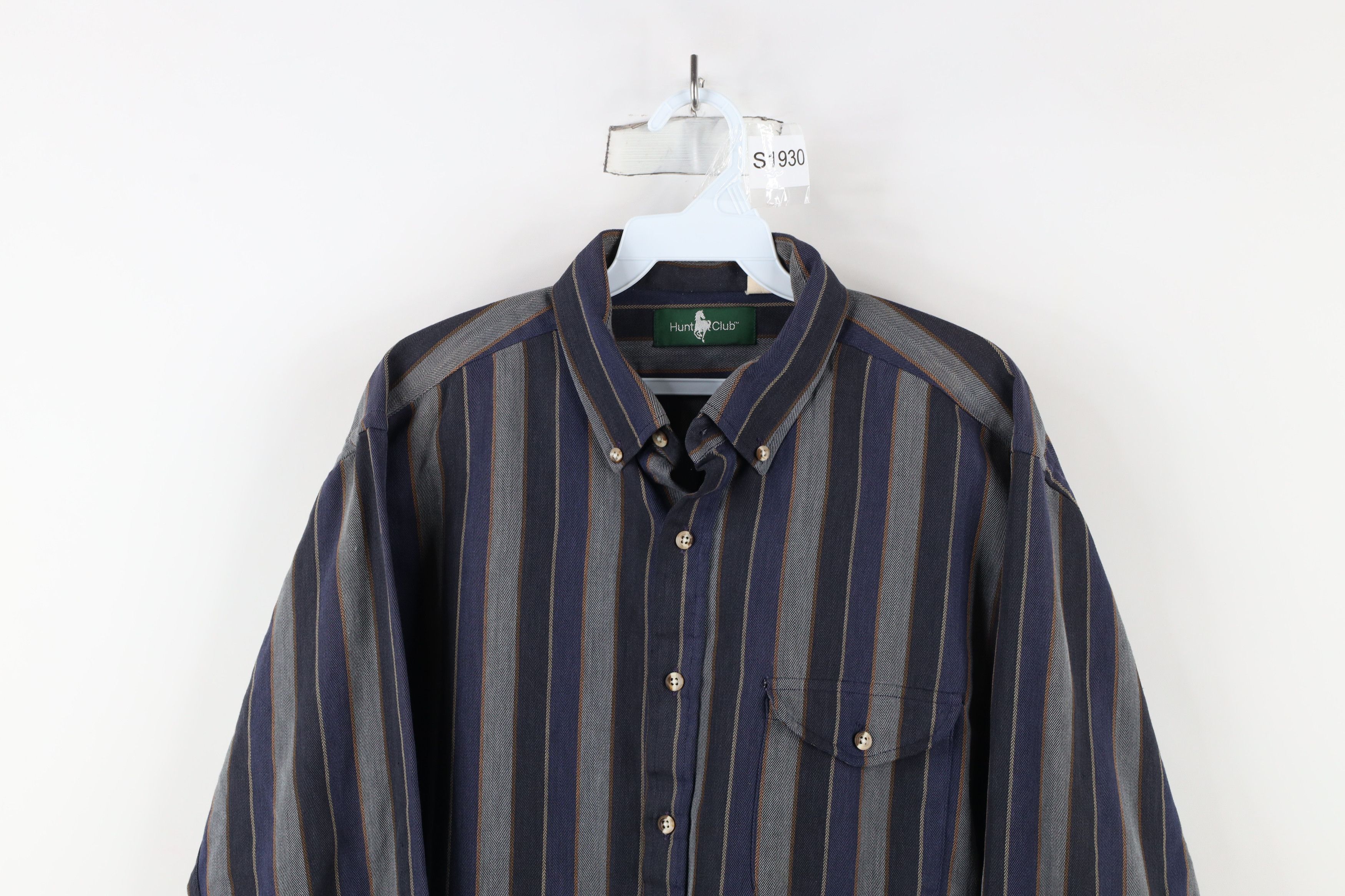 Vintage Vintage 90s Streetwear Herringbone Button Down Shirt USA Size US L / EU 52-54 / 3 - 2 Thumbnail