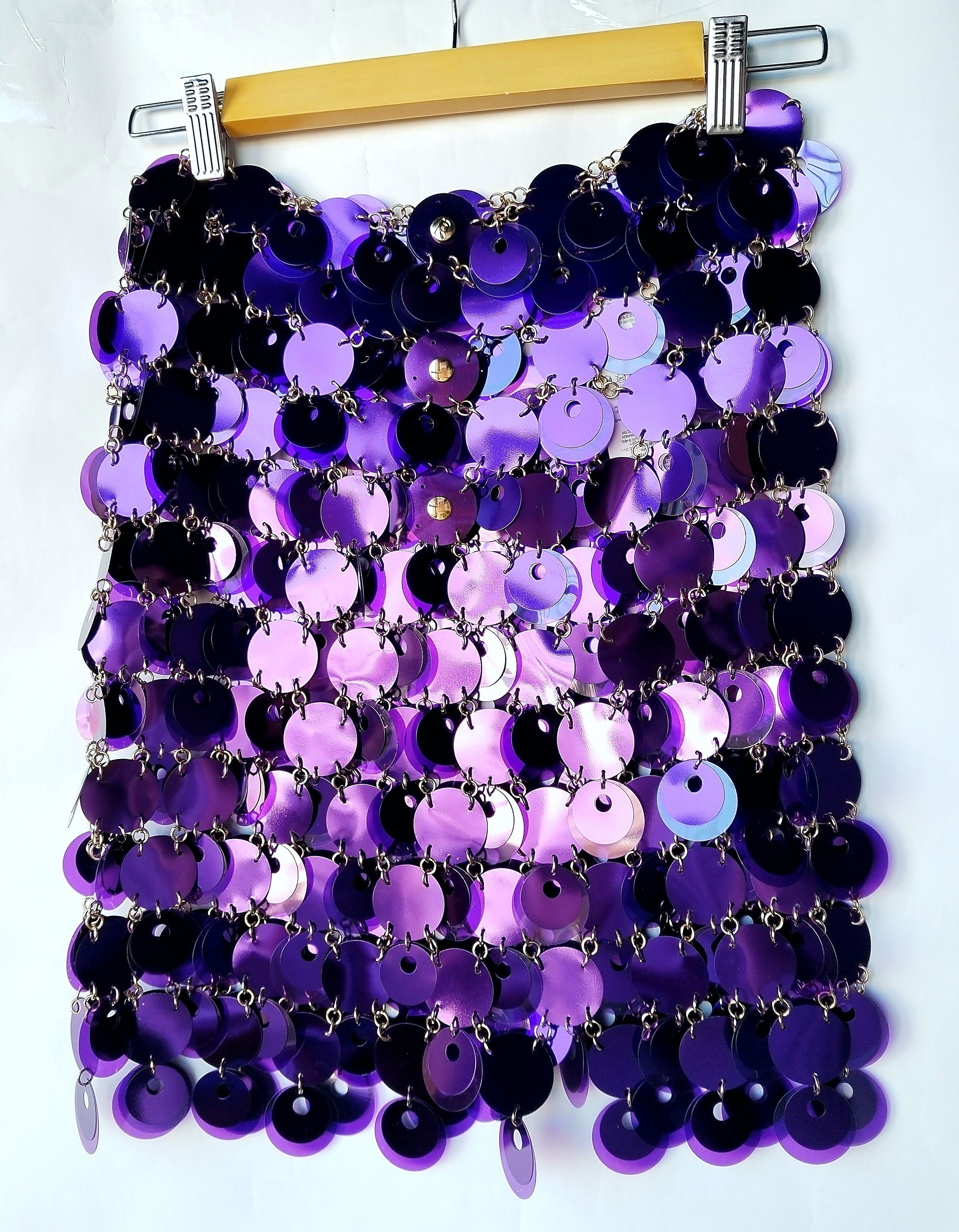 Paco Rabanne Chainmail pailettes discs skirt Size 28" / US 6 / IT 42 - 12 Thumbnail
