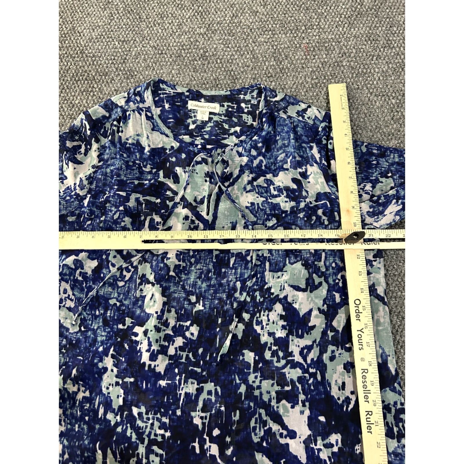 Coldwater Creek Coldwater Creek Blouse Shirt Womens Large Blue Green Abstract Knit Stretch Long Sleeve Casual Size L / US 10 / IT 46 - 4 Thumbnail