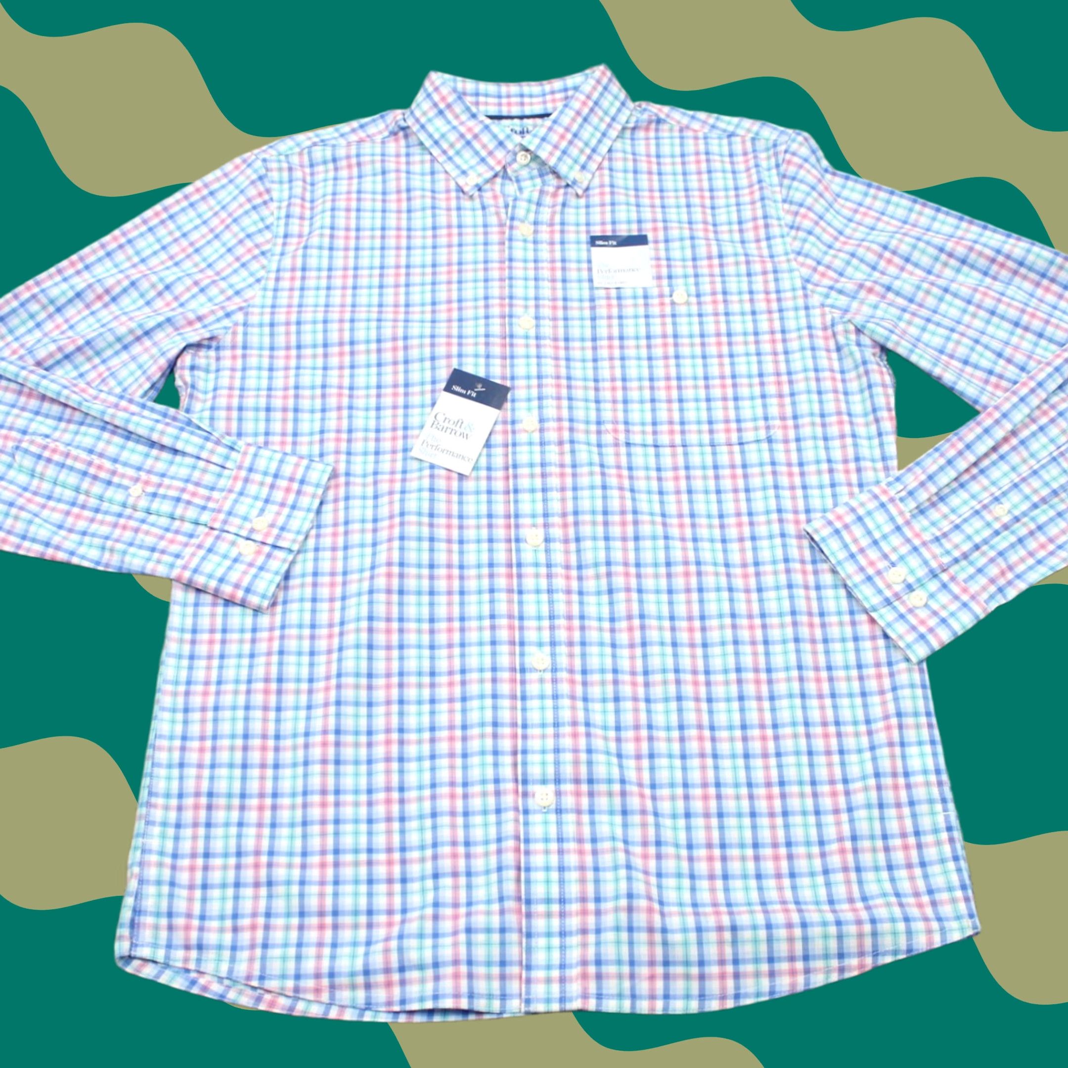 Croft & Barrow Croft & Barrow Shirt Mens Small Blue/Pink Slim Fit Long Sleeve Button-Up Shirt Size US S / EU 44-46 / 1 - 1 Thumbnail