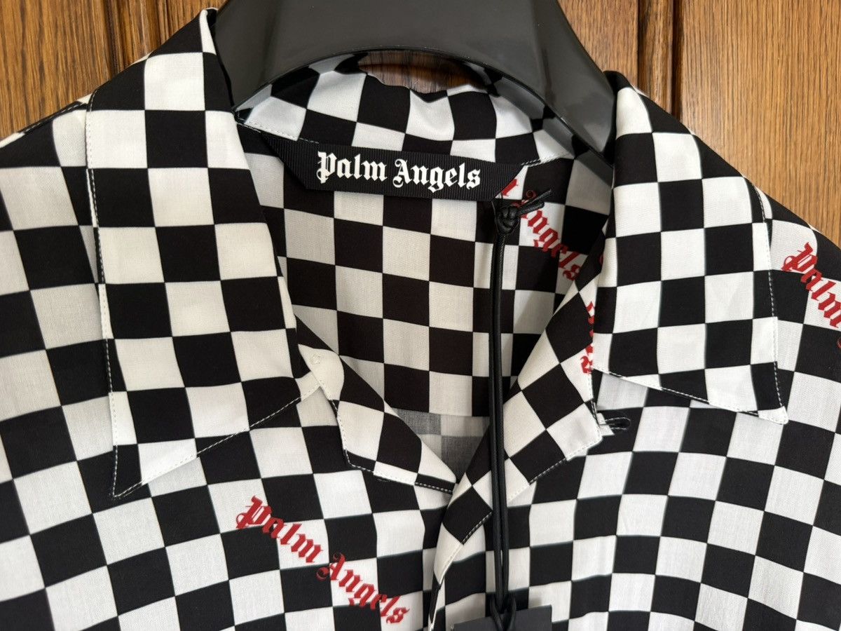 $790 Palm angels checkerboard checker ss hawaiian shirt 52