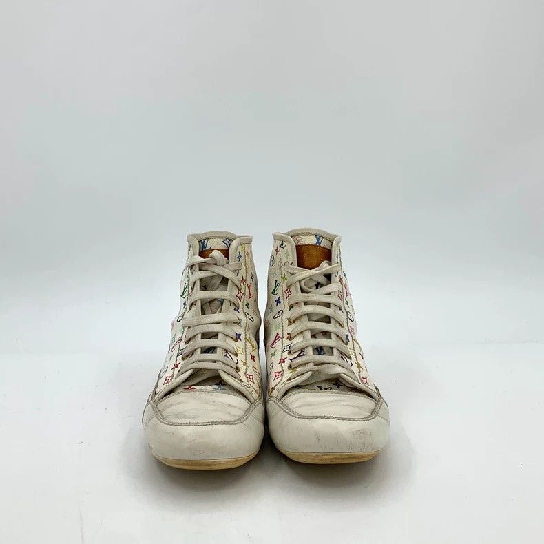 Louis Vuitton Louis Vuitton White logo print lace up casual sports shoes Size US 5.5 / EU 38 - 3 Thumbnail