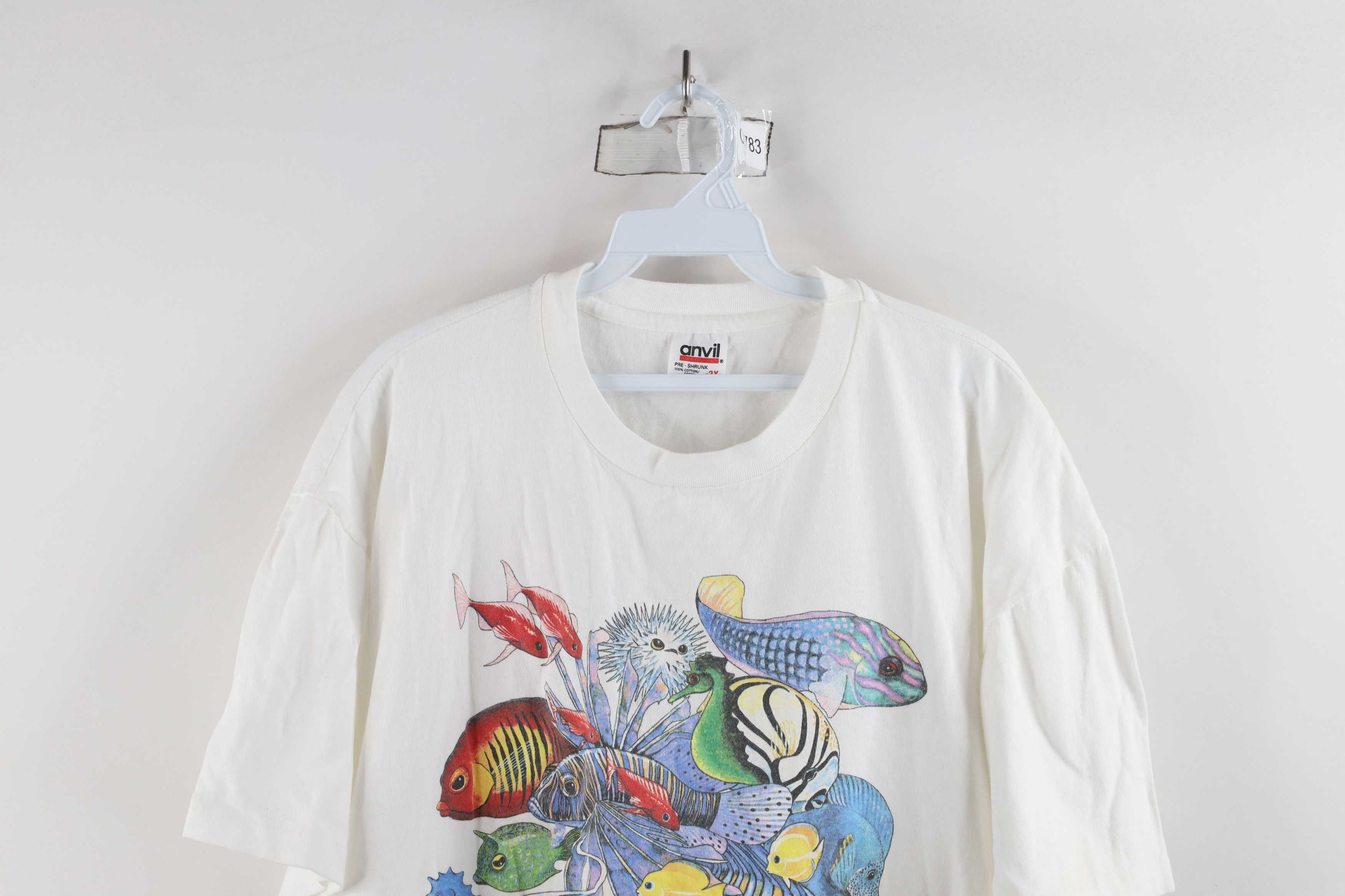 Vintage Vintage 90s Streetwear Day Fish Short Sleeve T-Shirt USA Size US XXL / EU 58 / 5 - 2 Thumbnail