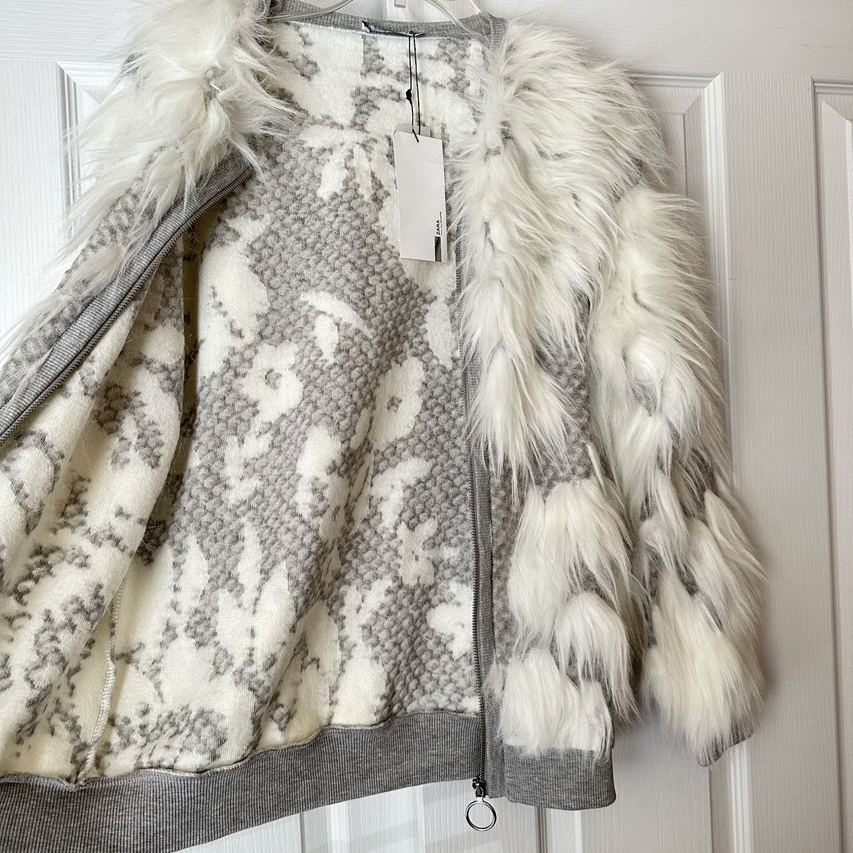 Zara New Zara Faux Fur White Gray Jacket Small 5584/214 RARE Size S / US 4 / IT 40 - 10 Thumbnail