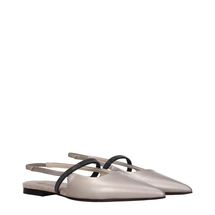 Brunello Cucinelli ob1o1e1024 Leather Ballet Flats in Grey Size US 9 / IT 39 - 2 Thumbnail