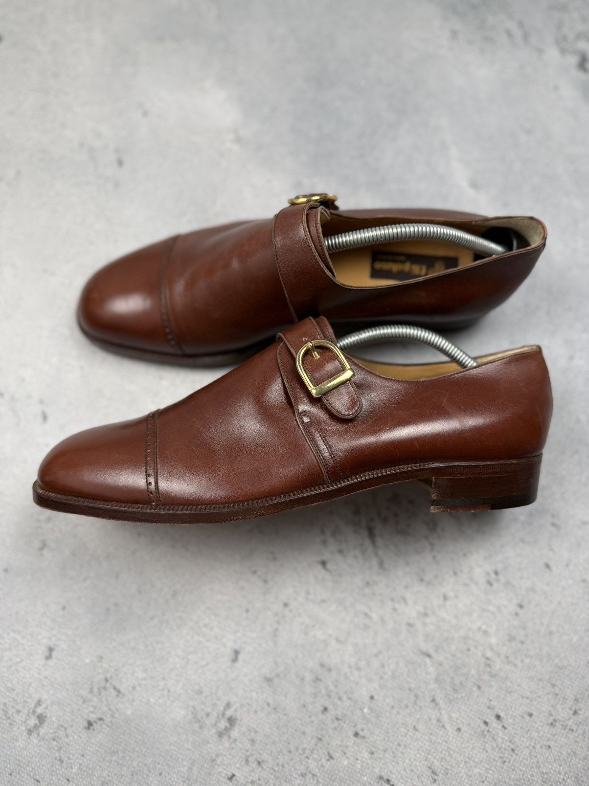 Genuine Leather Vintage Peluso Brown Leather Single Monk Strap Dress Shoes Size US 11 / EU 44 - 2 Thumbnail