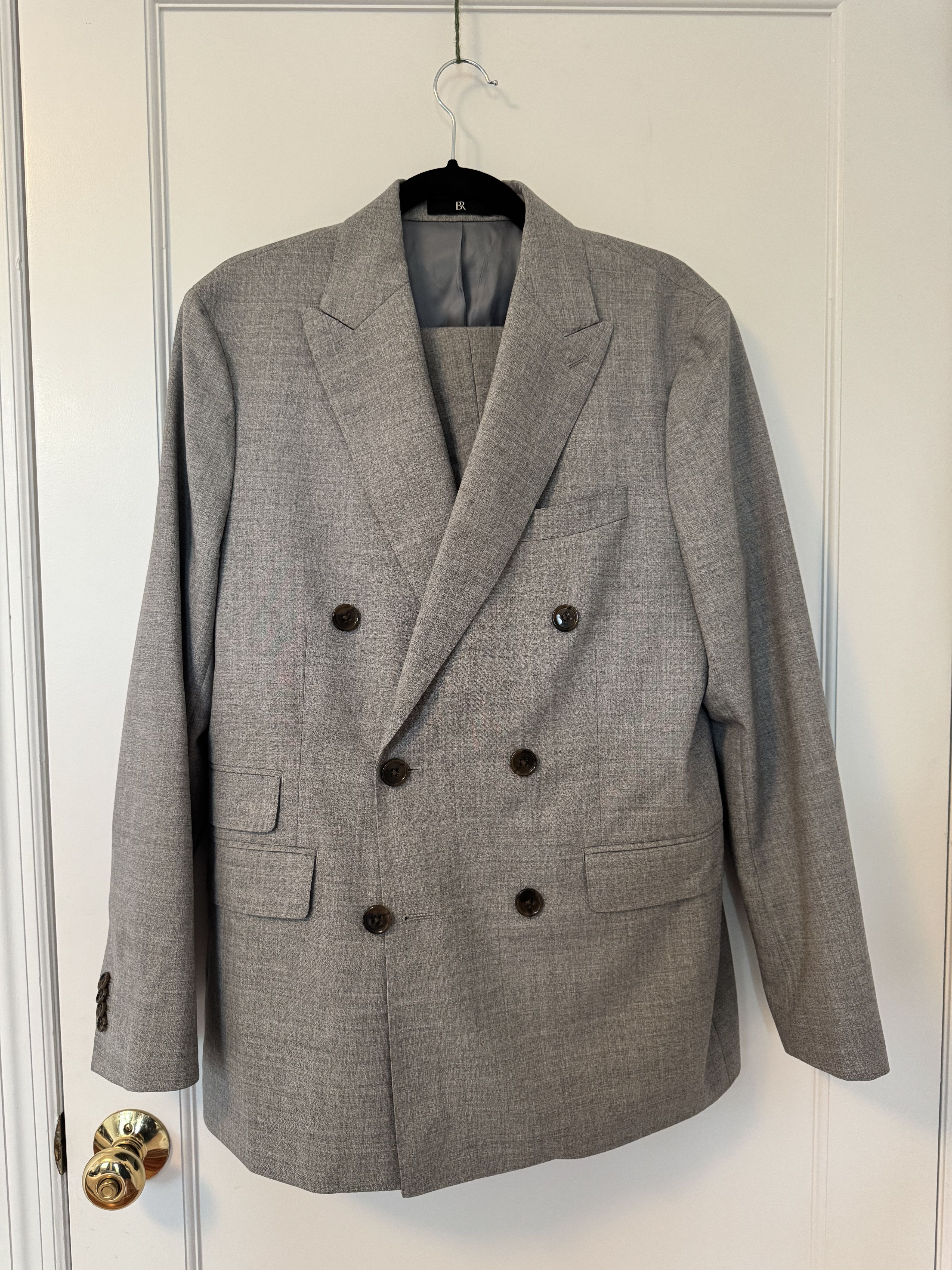 Banana Republic Banana Republic Rustico Gray Double-Breasted Suit 40R / 34 Size 40R - 2 Thumbnail