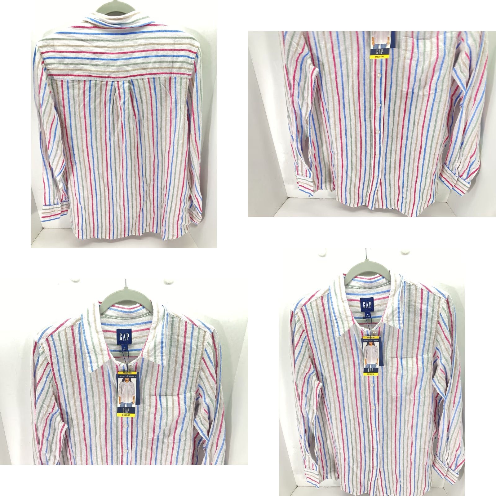 Gap Gap Linen Shirt Women Medium Stripe Button Long Sleeve Linen Blend Casual NWT Shirt Size M / US 6-8 / IT 42-44 - 9 Thumbnail