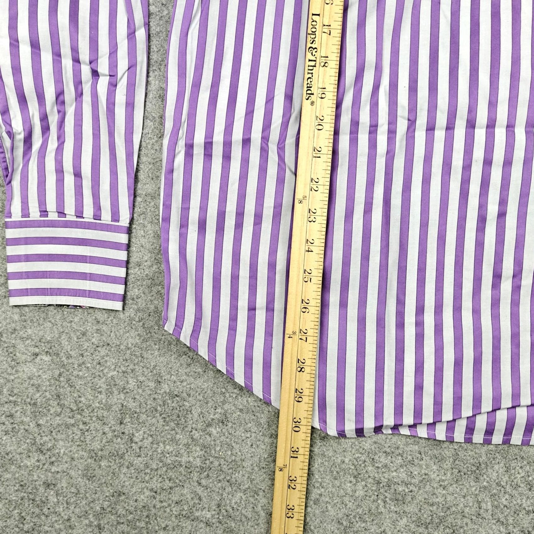 Robert Graham Robert Graham Shirt Mens M Purple Stripe Cotton Long Sleeve Button-Up Size US M / EU 48-50 / 2 - 6 Thumbnail