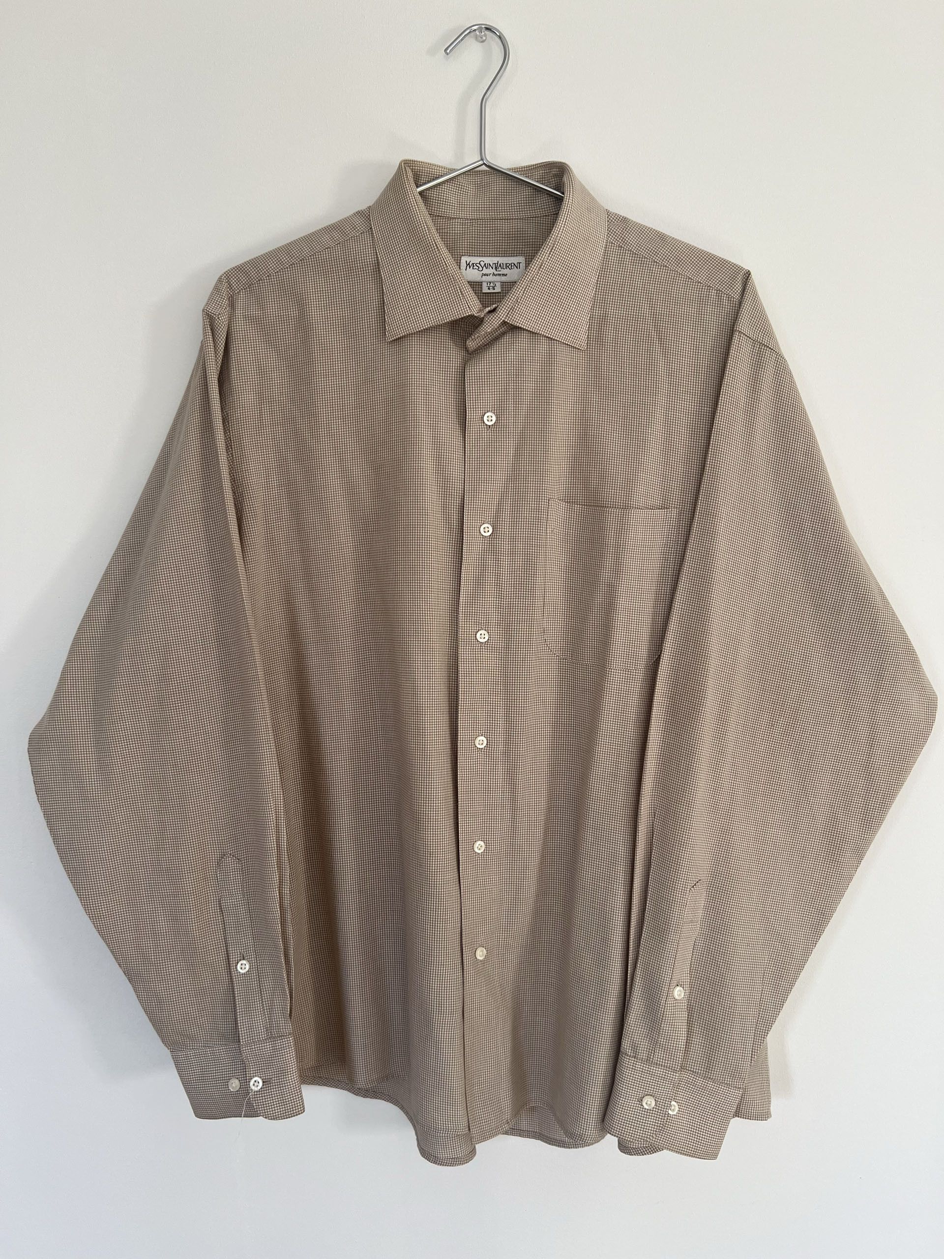 Yves Saint Laurent Vintage YSL Mini Check Dress Shirt Size US XL / EU 56 / 4 - 1 Thumbnail