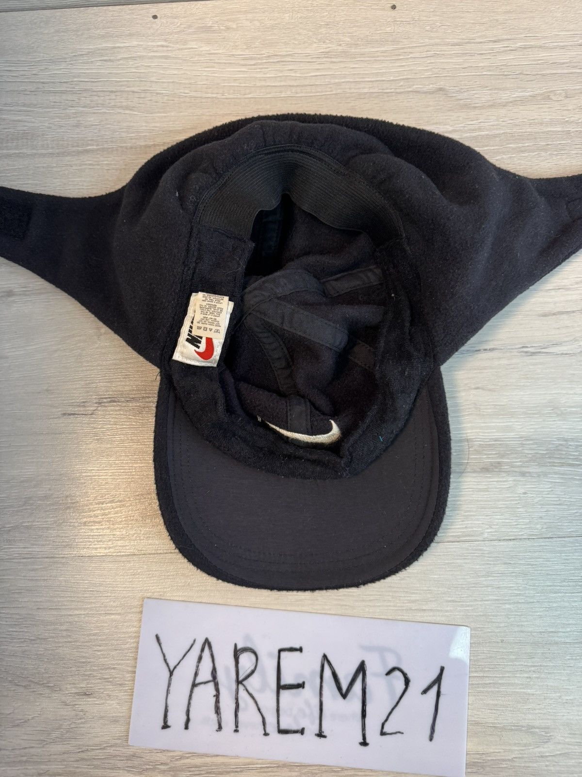 Nike 90s Vintage Nike Fleece Hat Cap Trapper Uschanka Black Size ONE SIZE - 5 Thumbnail