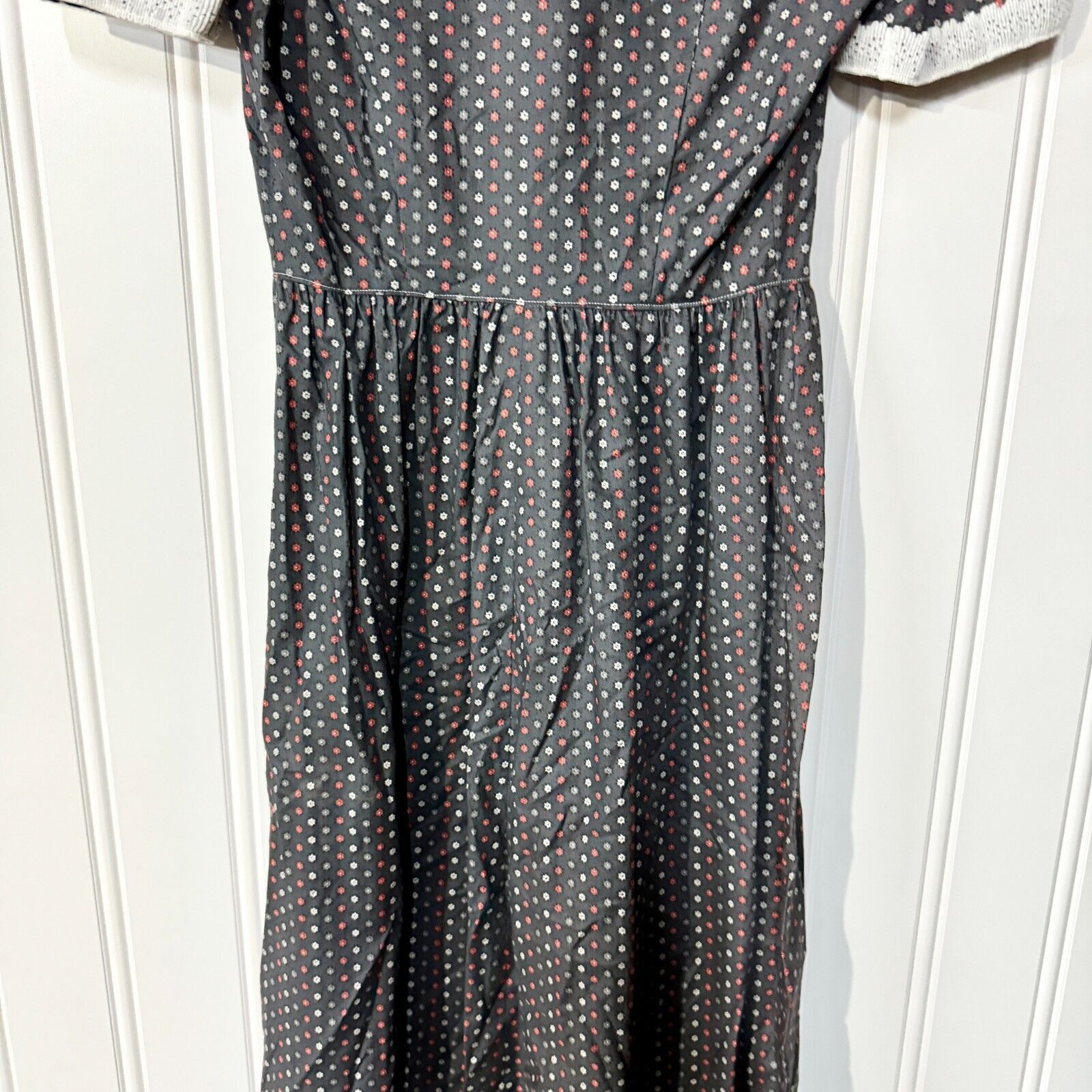 Vintage Dress Size Medium Cottage 50s Button Down Maxi