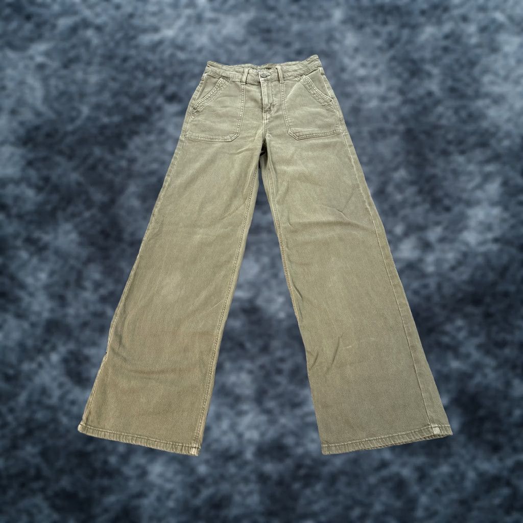 American Eagle Outfitters VINTAGE? American Eagle Outfitters Baggy Wide Leg Jeans Women's 00 Distressed Green Streetwear Grunge 90s Jeans - Relaxed Fit Size 24" / US 00 / IT 34 - 1 Thumbnail