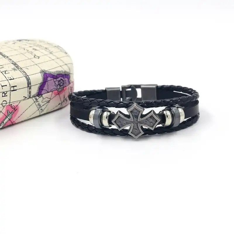 Jewelry × Vintage Vintage Multi-layer Leather Woven Cross Bracelet Size ONE SIZE - 6 Thumbnail