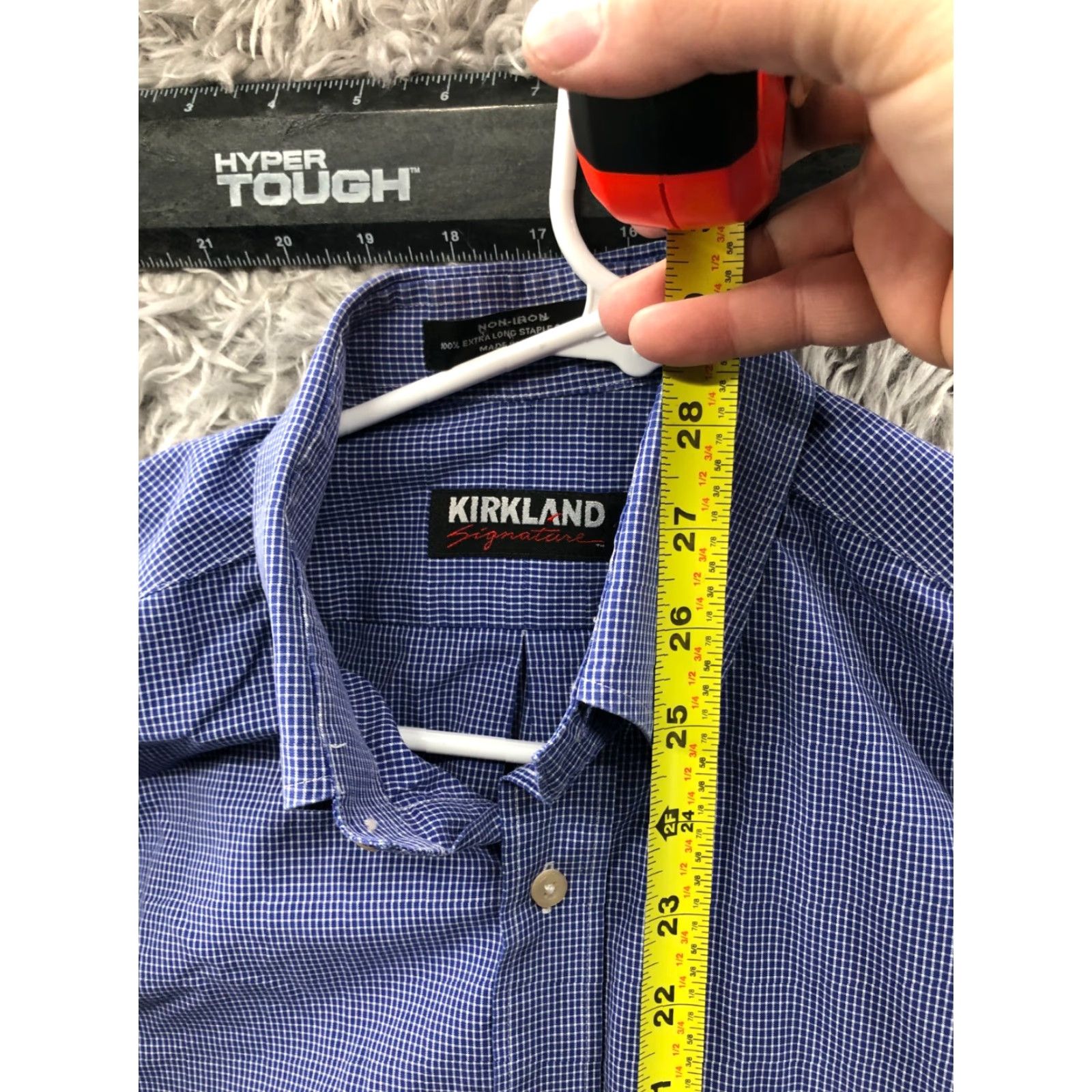 Vintage Kirkland Signature Non-Iron Shirt 15.5 Mens Long Sleeve Button Down Collar Blue Check NC Size US L / EU 52-54 / 3 - 5 Thumbnail