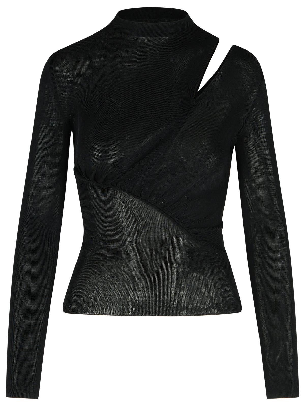 Self-Portrait SELF PORTRAIT 'Cut Out' Black Viscose Top Size XS / US 0-2 / IT 36-38 - 1 Thumbnail