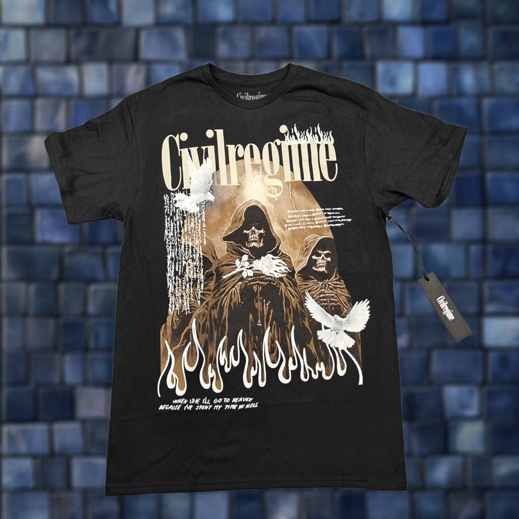 Vintage Civil Regime Shirt Mens M Black Grim Reaper Flames Doves Graphic Streetwear Shirt Mens M Black Grim Reaper Flames Doves Graphic Streetwear Size US M / EU 48-50 / 2 - 1 Thumbnail