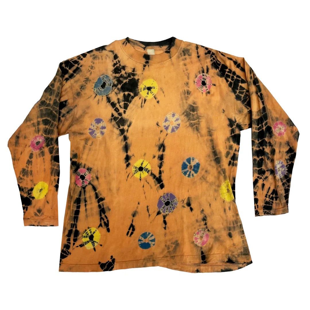 Vintage Tie & Dye 1990 90s Vintage Crazy Raver L/S T-Shirt Size US XL / EU 56 / 4 - 1 Thumbnail