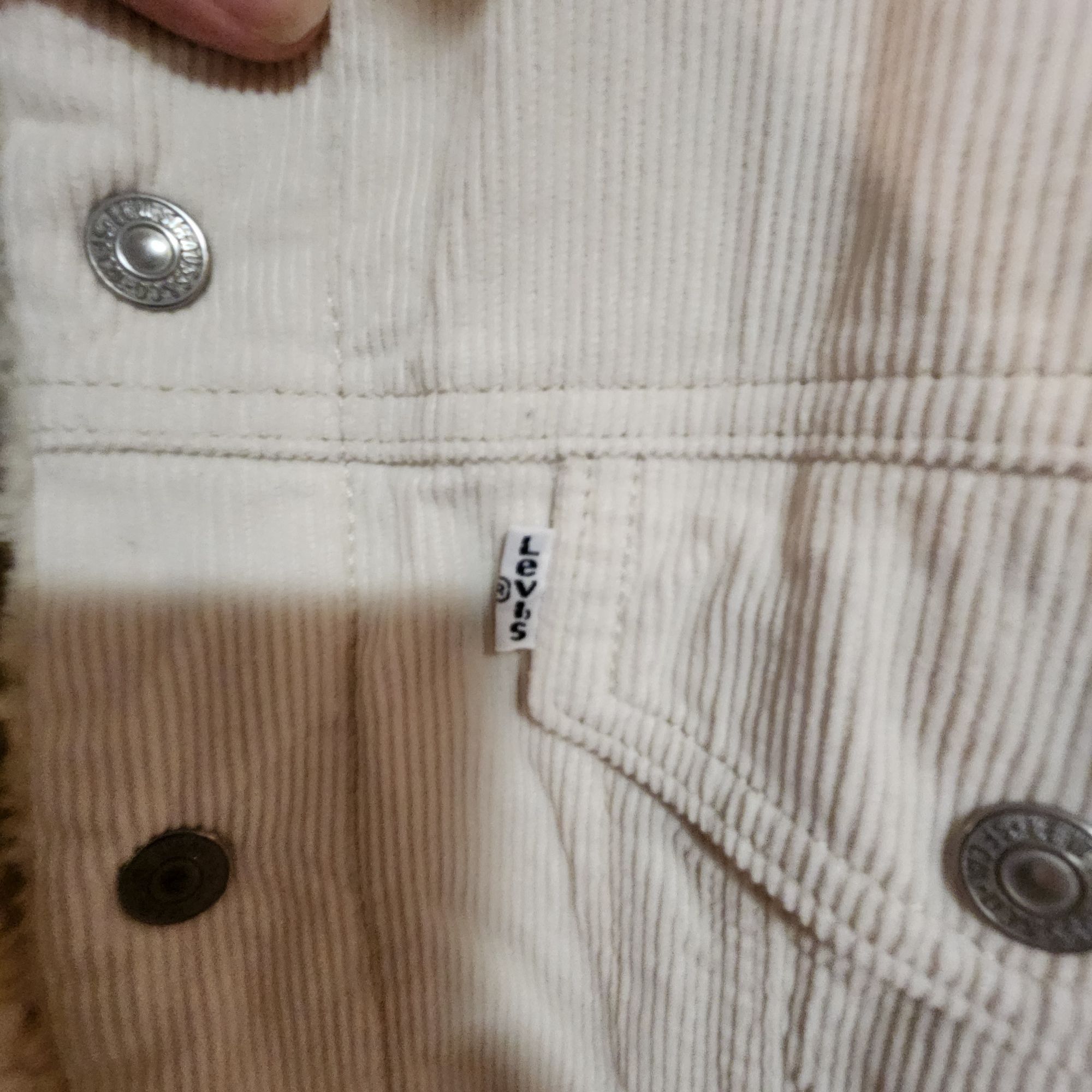 Other Levis Ex Boyfriend White Corduroy Sherpa Lined Trucker Jacke Size XL / US 12-14 / IT 48-50 - 3 Thumbnail