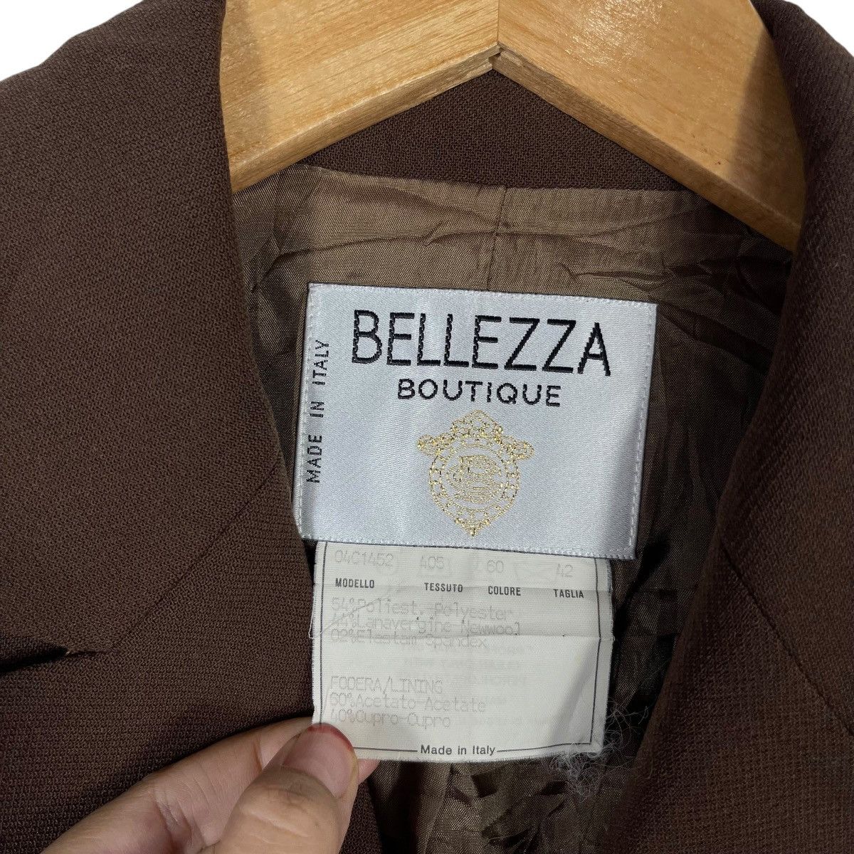 Vintage BELLEZZA Boutique Italian Tailored Blazer Jacket Brown Size S / US 4 / IT 40 - 3 Thumbnail