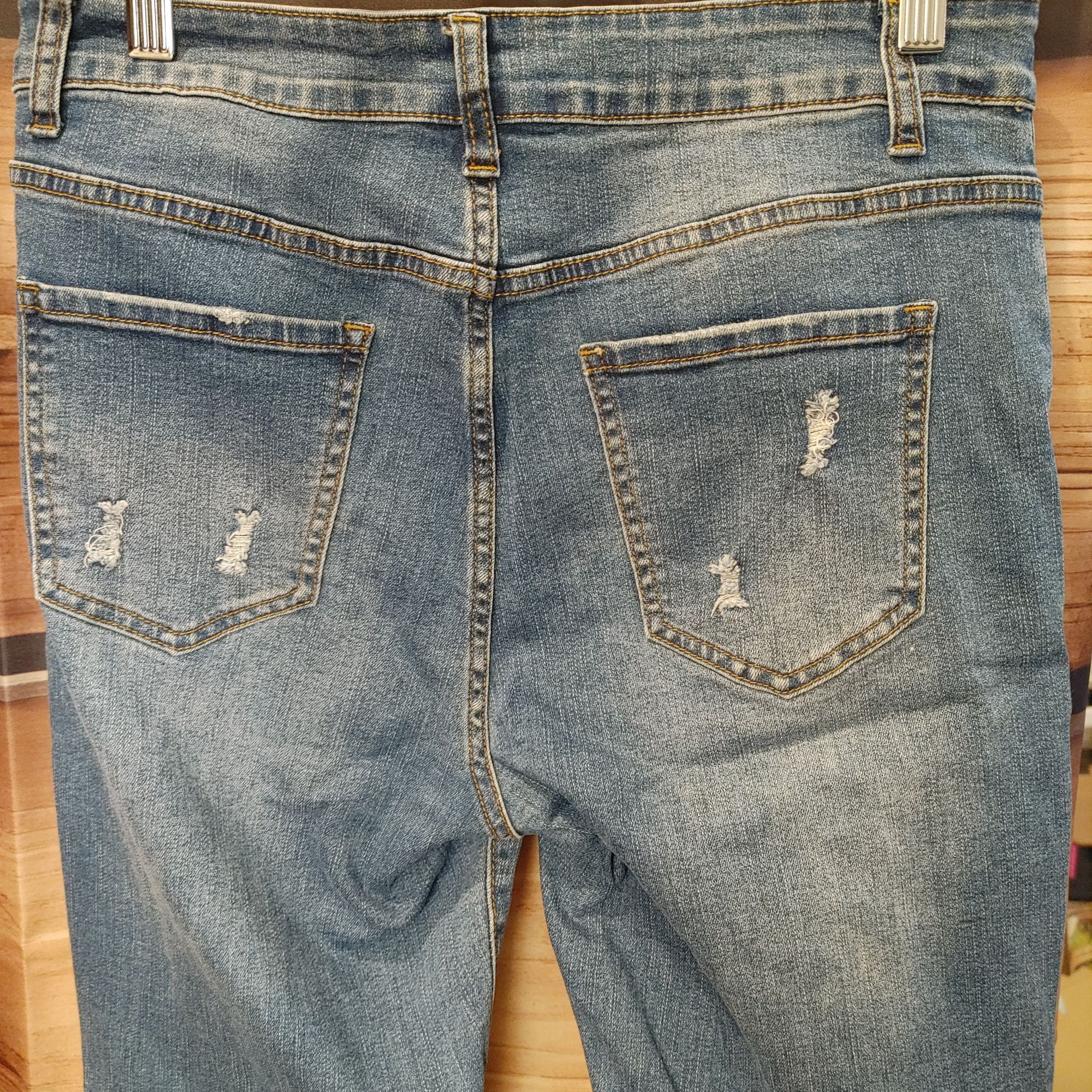 Other Women's Blue Denim Cheetah Print Patchwork Distressed Jeans Size 32" / US 10 / IT 46 - 3 Thumbnail