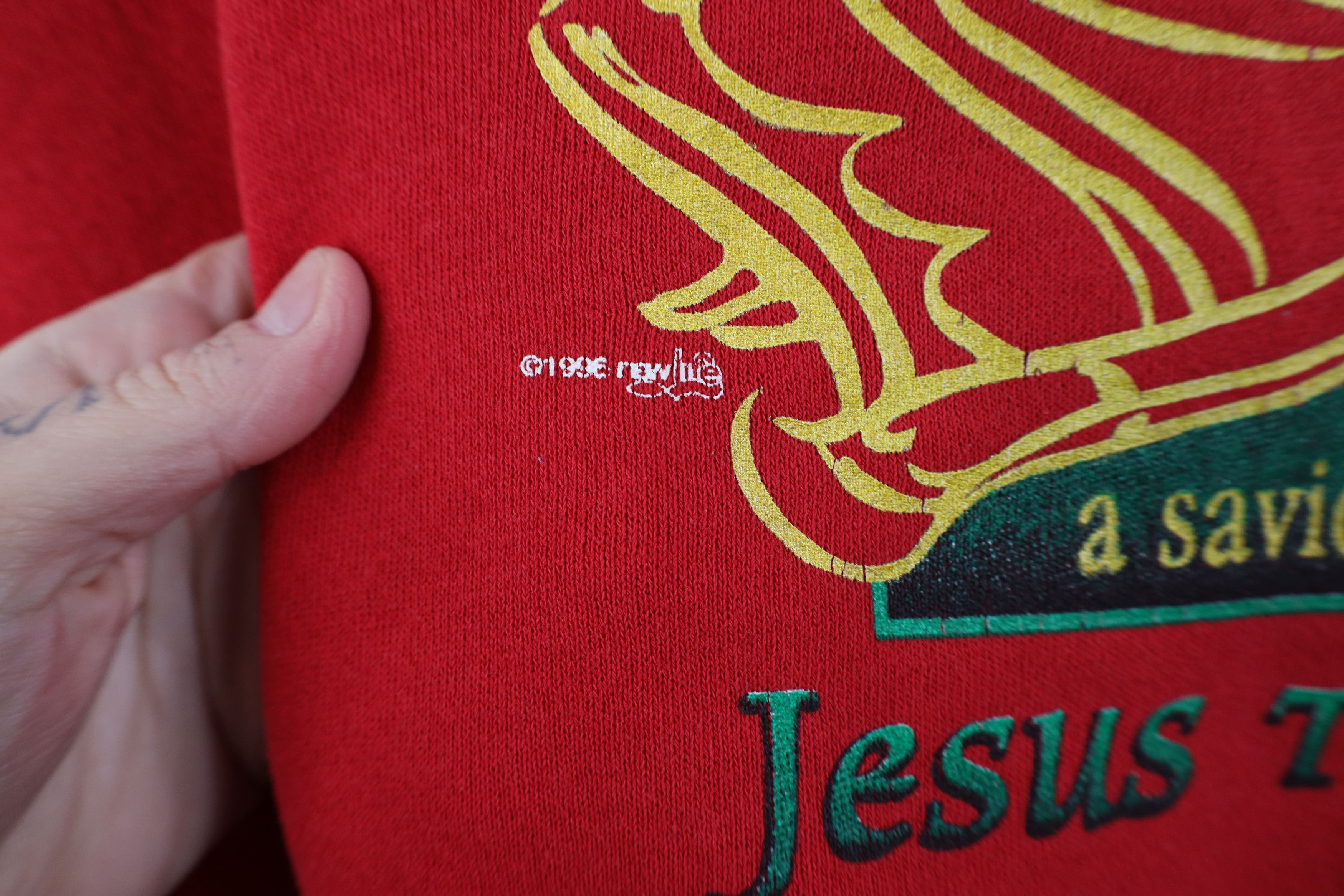 Vintage Vintage 90s Christian Behold A Is Born Jesus Sweatshirt Size XL / US 12-14 / IT 48-50 - 5 Thumbnail
