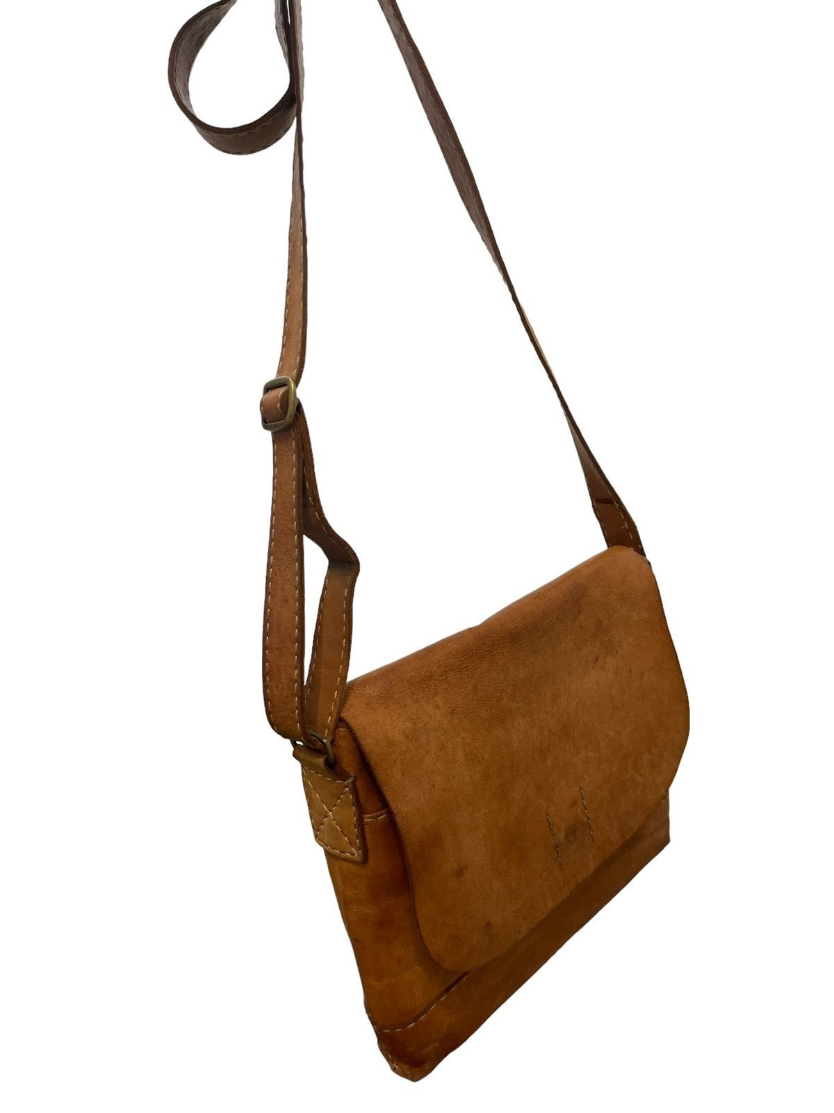 Genuine Leather Full Leather Patina Unknown Handmade Cross Body Bag 3🟩 Size ONE SIZE - 2 Thumbnail