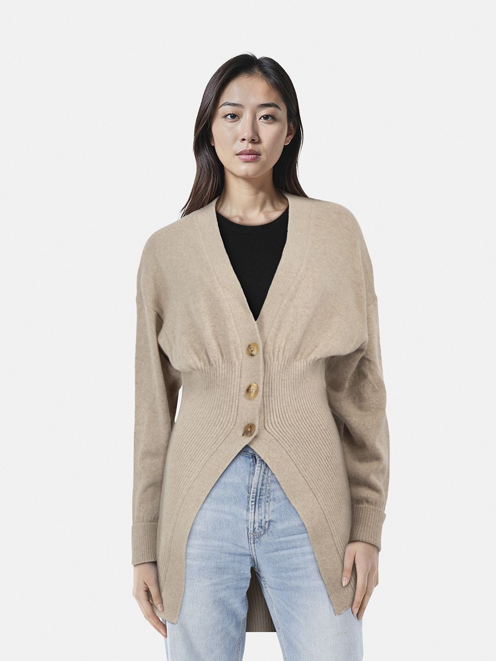 Alexander Wang Beige Wool Long Buttoned Cardigan Size S / US 4 / IT 40 - 1 Thumbnail