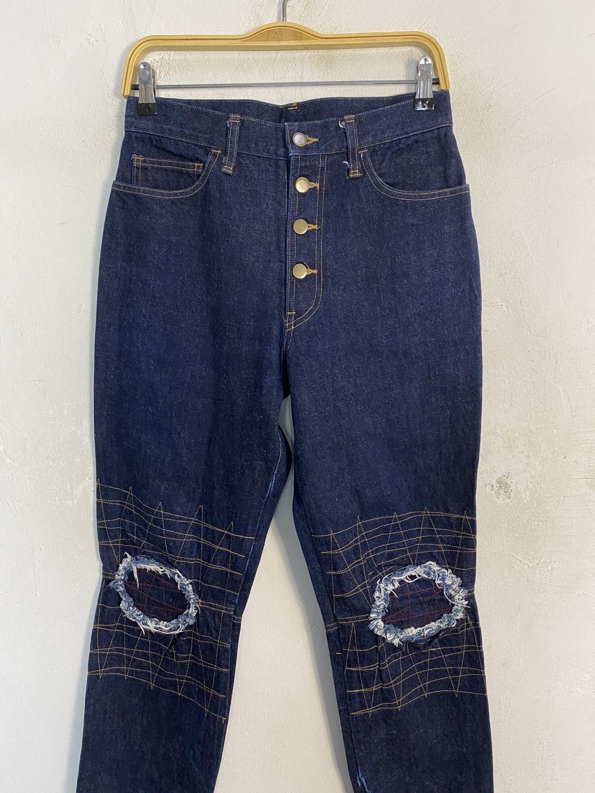 Japanese Brand Hype Japanese Distressed Knee Indigo Denim Jeans Baggy 28 29 Size 29" - 3 Thumbnail