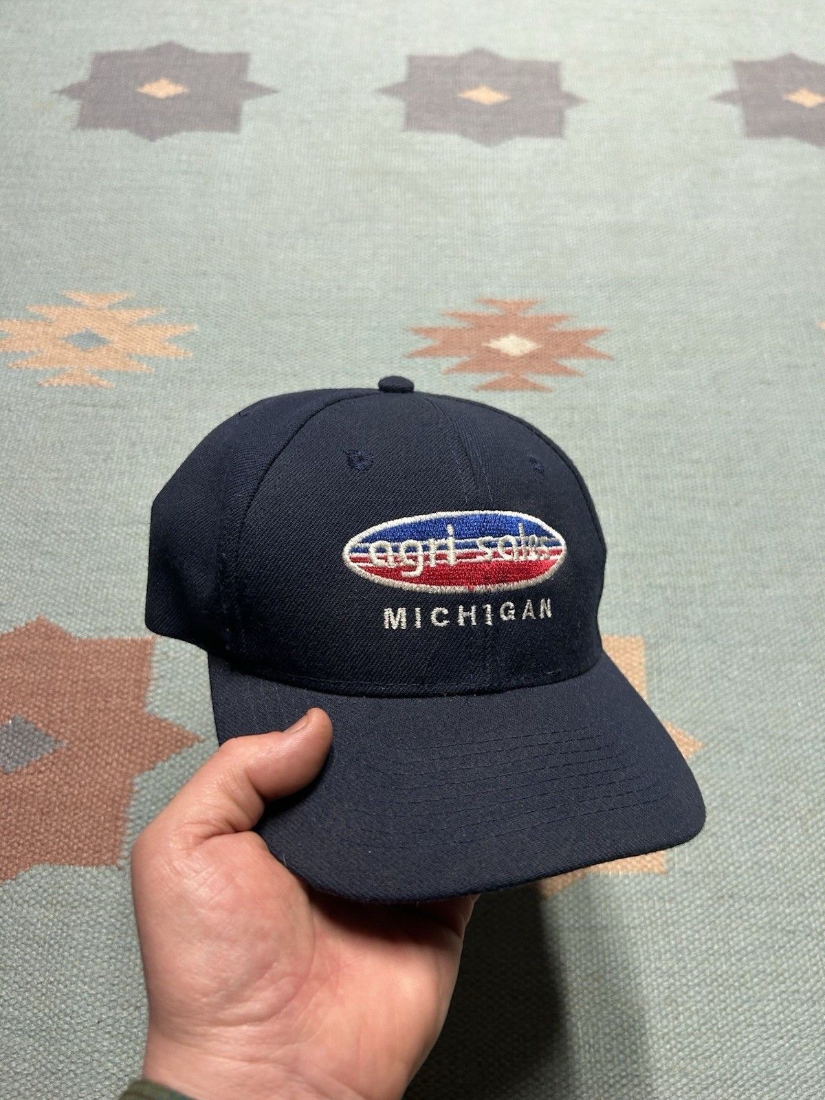 Vintage Vtg SnapBack hat Agri Sales Michigan bean people farm blue Size ONE SIZE - 1 Thumbnail