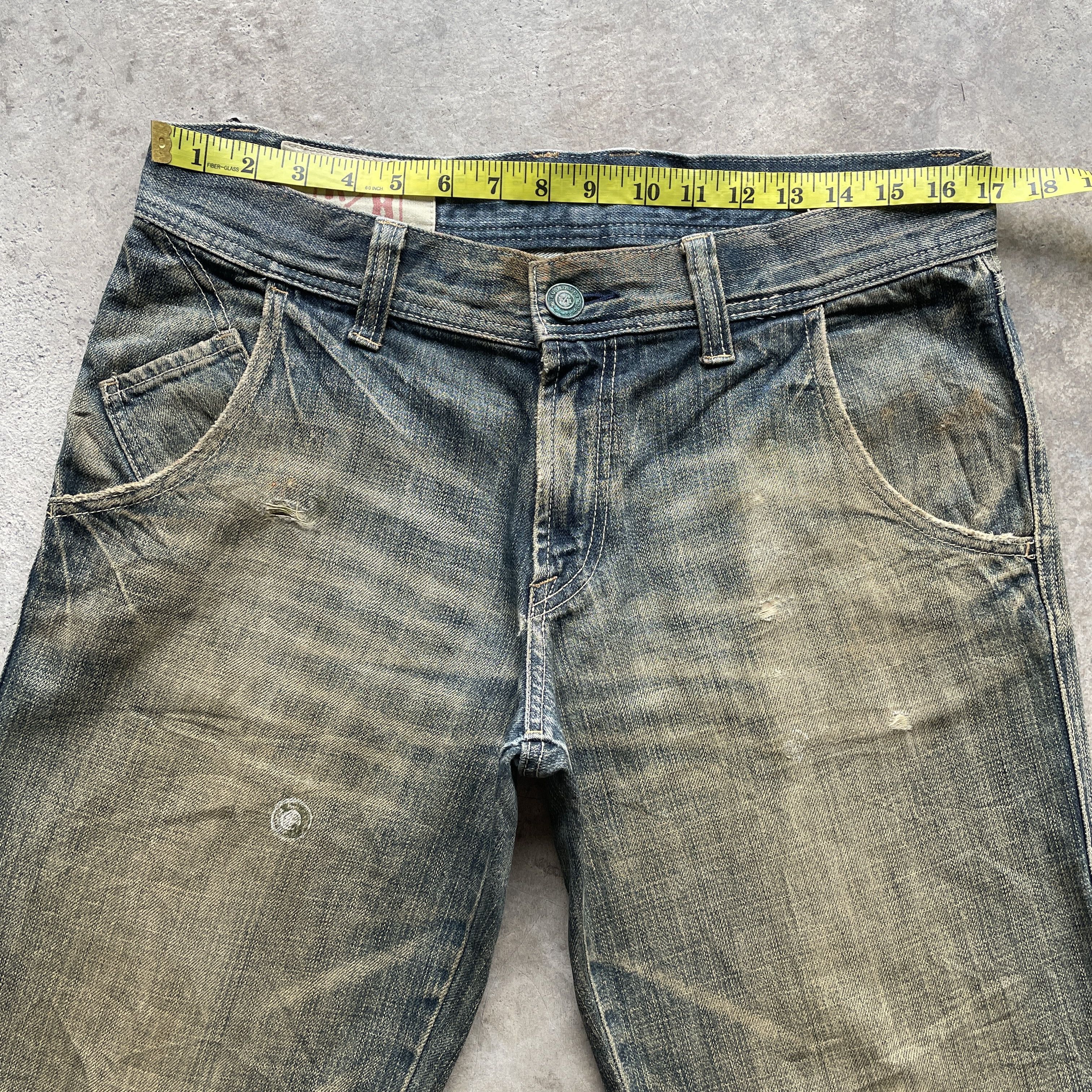 Japanese Brand × Rusty Vintage Japan Rush Hour Rusty Wash Cropped Denim Pants Jeans Size US 34 / EU 50 - 6 Thumbnail