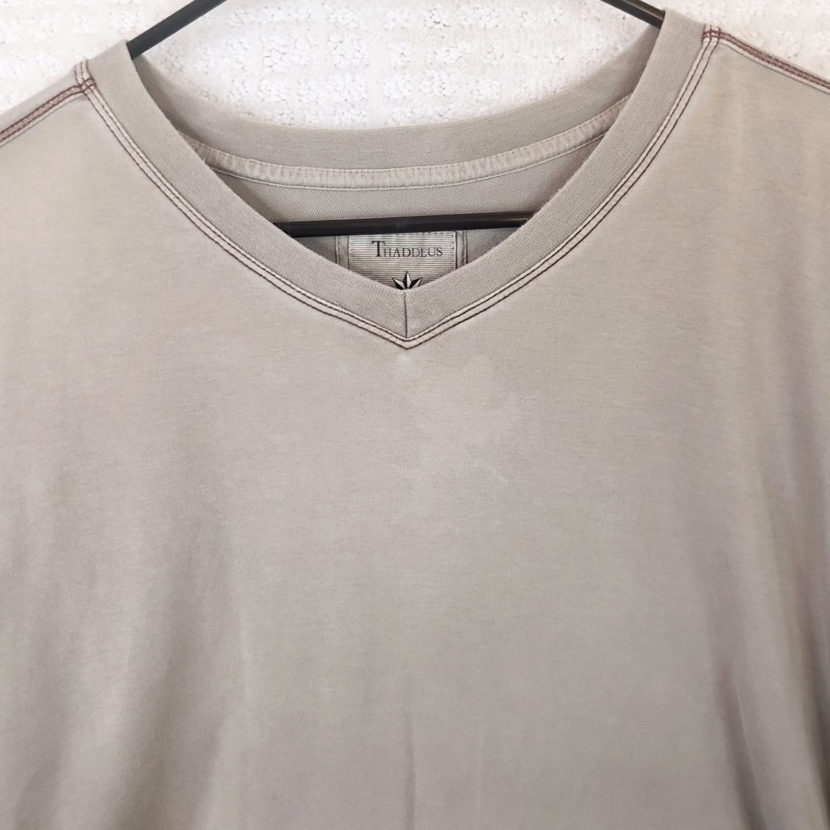 Vintage VINTAGE Thaddeus V-Neck Pullover Shirt Long Sleeve 2XL Beige Logo Knit Cotton Men Pullover Sports Kw 90s Size US XXL / EU 58 / 5 - 3 Thumbnail