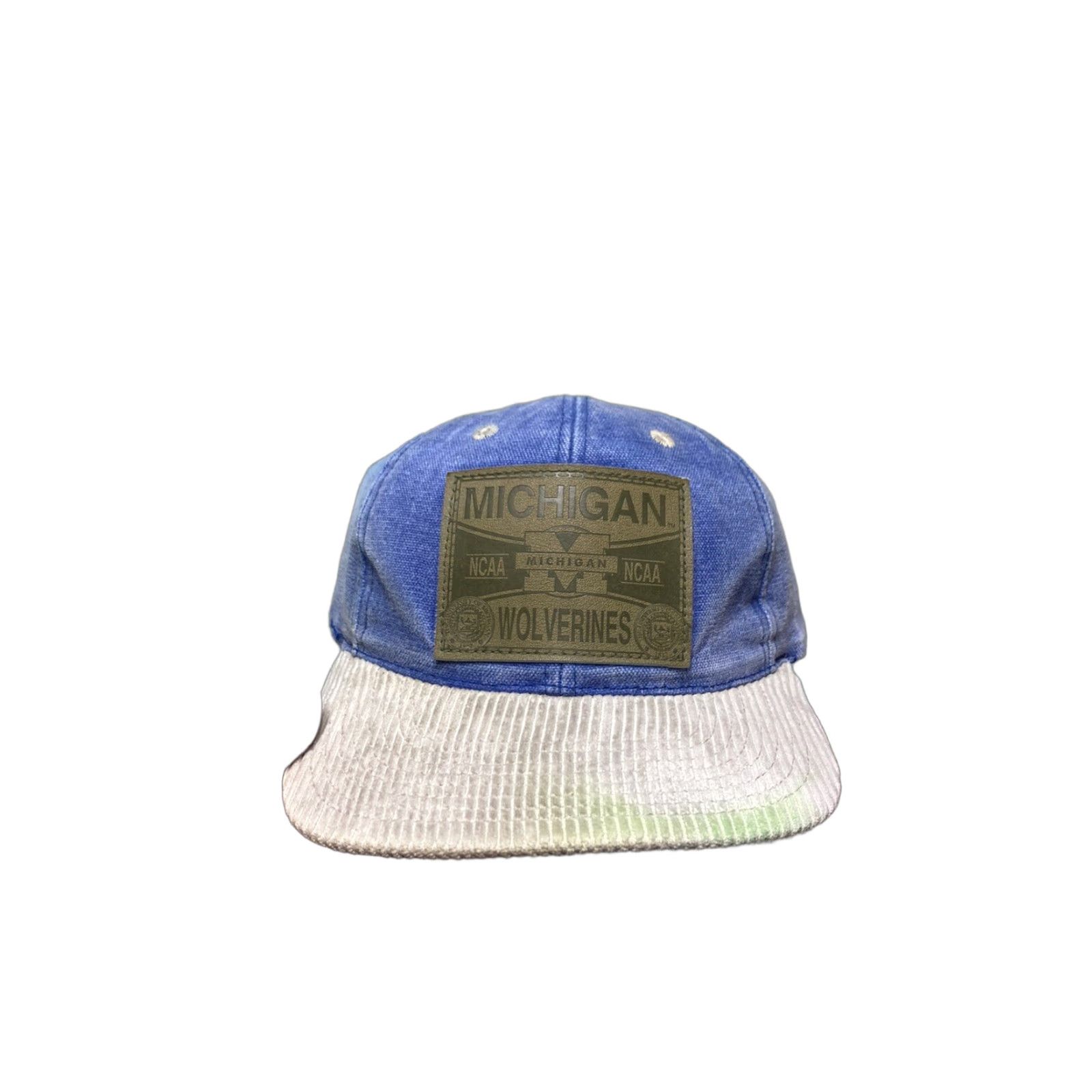 NCAA VINTAGE University of Michigan Wolverines strapback hat cap corduroy bill 90s Men Adjustable Blue Snapback Wolverines Cap Size ONE SIZE - 1 Thumbnail