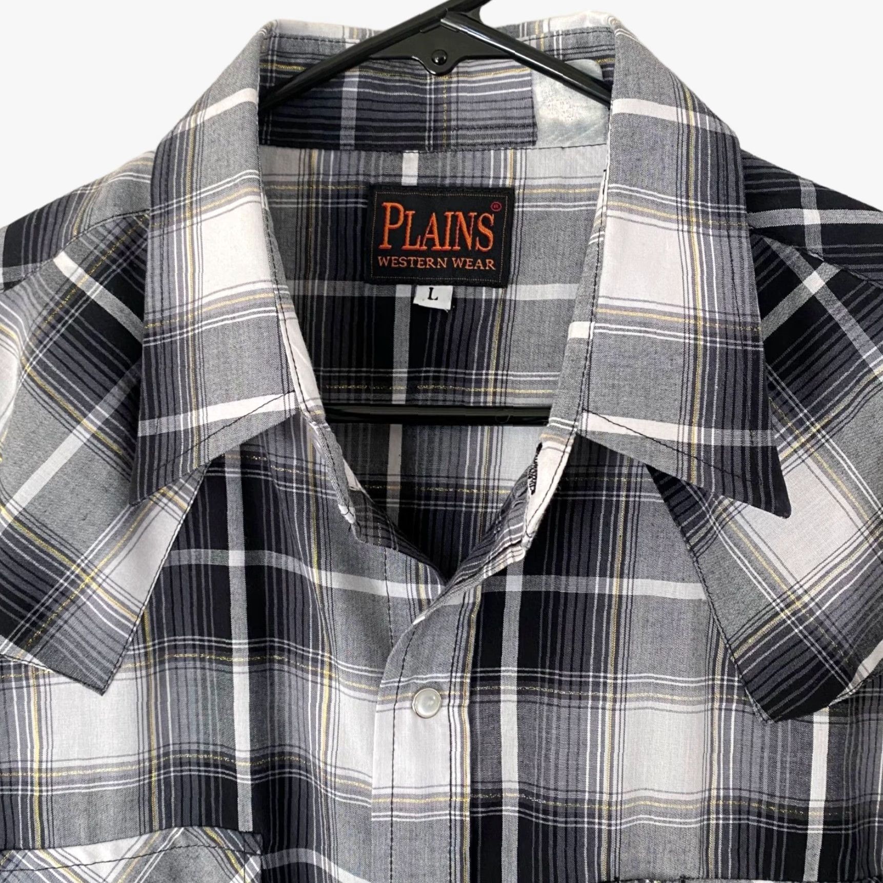 Vintage VINTAGE Plains Western Wear Pearl-Snap Shirt Men's Large Gray Plaid Button-Up Size US L / EU 52-54 / 3 - 5 Thumbnail