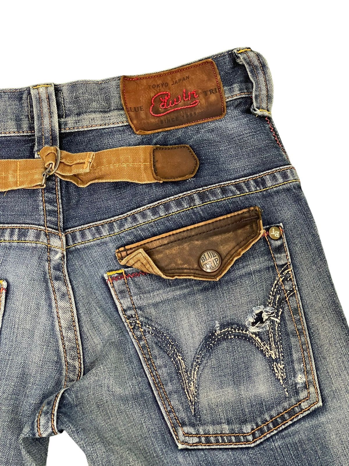 Edwin Flare Jeans Edwin Japan Faded Distress Boot Cut 6🟦7 Size US 30 / EU 46 - 19 Thumbnail