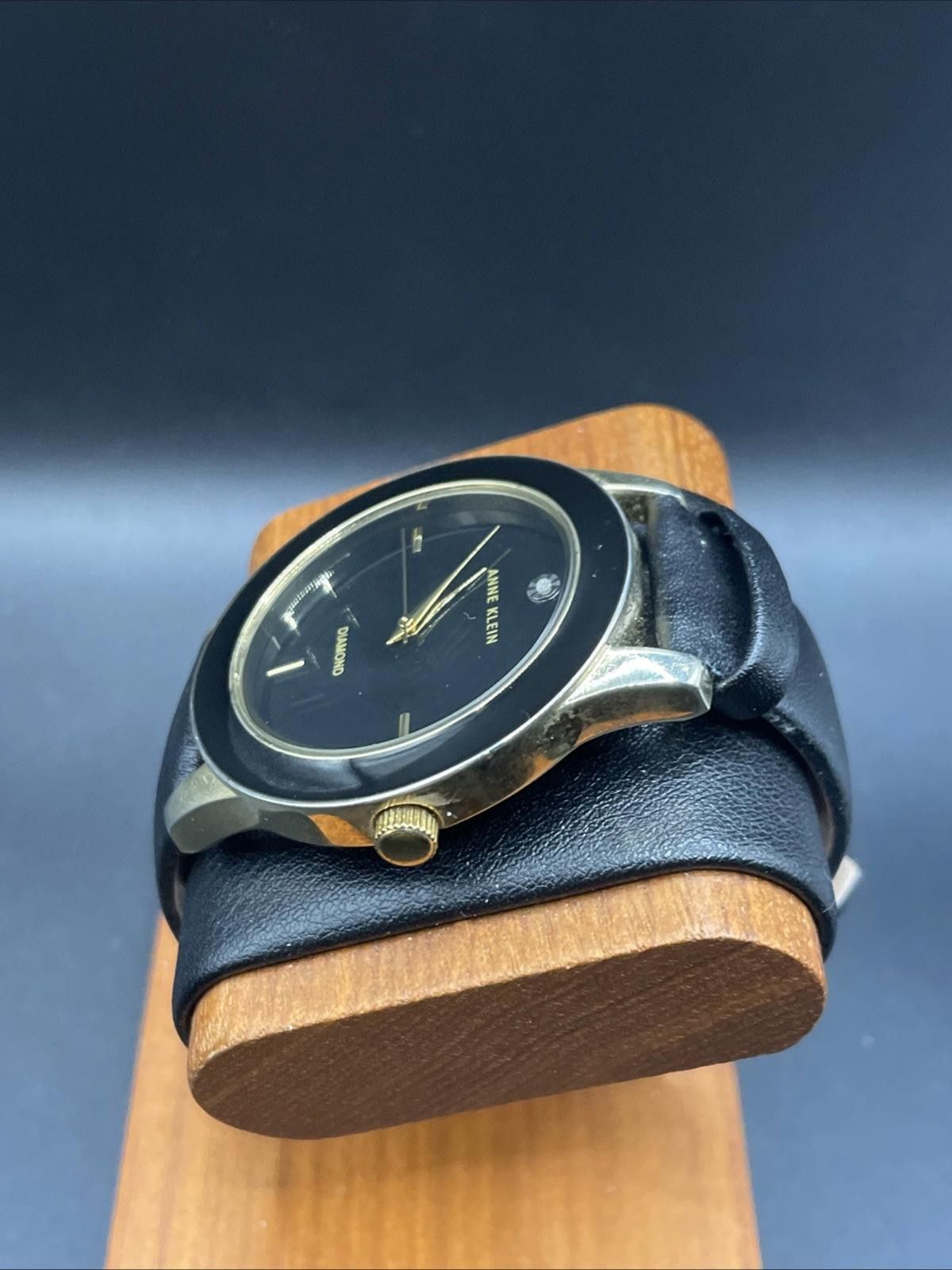 Designer Anne Klein Diamond Black Dial Gold Accents New Battery Size ONE SIZE - 2 Thumbnail