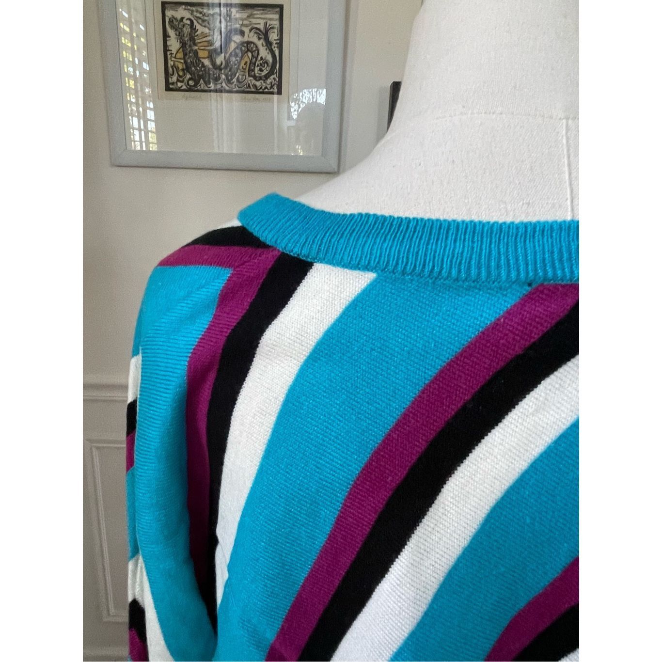 Vintage Vintage 80s Top Priority Teal Purple Dolman Sweater M Size M / US 6-8 / IT 42-44 - 6 Thumbnail