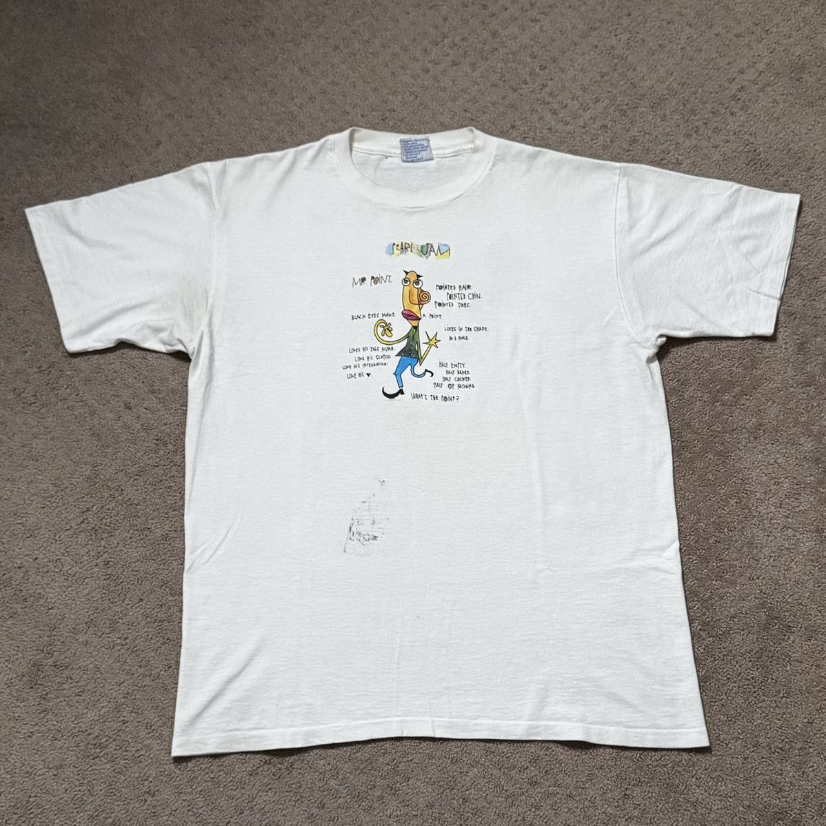 Vintage 90s Pearl Jam Mr Point Tour Tee Size US XL / EU 56 / 4 - 1 Thumbnail