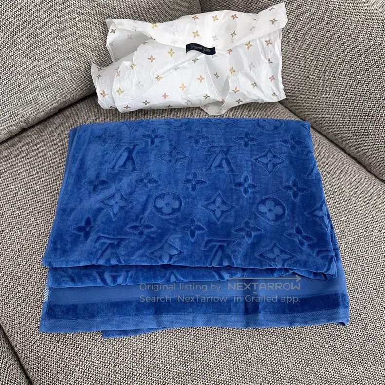 Other Louis Vuitton Blue Velvet Beach Towel Bath Towel Size ONE SIZE - 2 Thumbnail