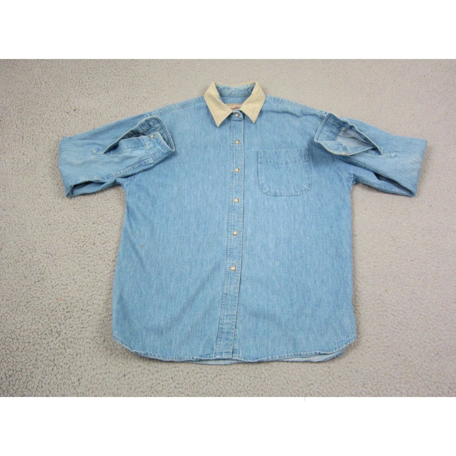 Vintage Woolrich Shirt Womens M Button-Up Denim Blue 90s Vintage Casual Workwear Pockets Regular Fit JS9 Size M / US 6-8 / IT 42-44 - 2 Thumbnail