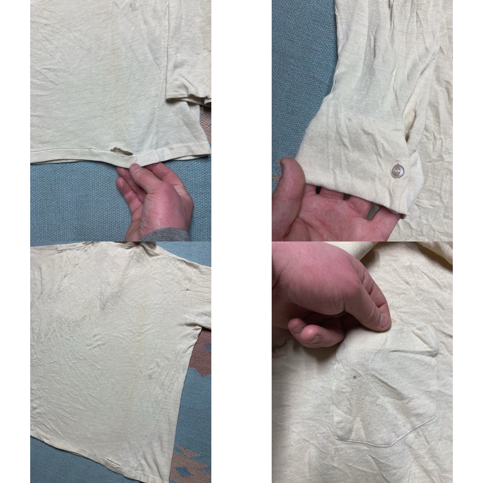 Van Heusen VINTAGE Van Heusen Polo Shirt Long Sleeve White XL 60s Acrylic Distressed Blank Size US XL / EU 56 / 4 - 8 Thumbnail