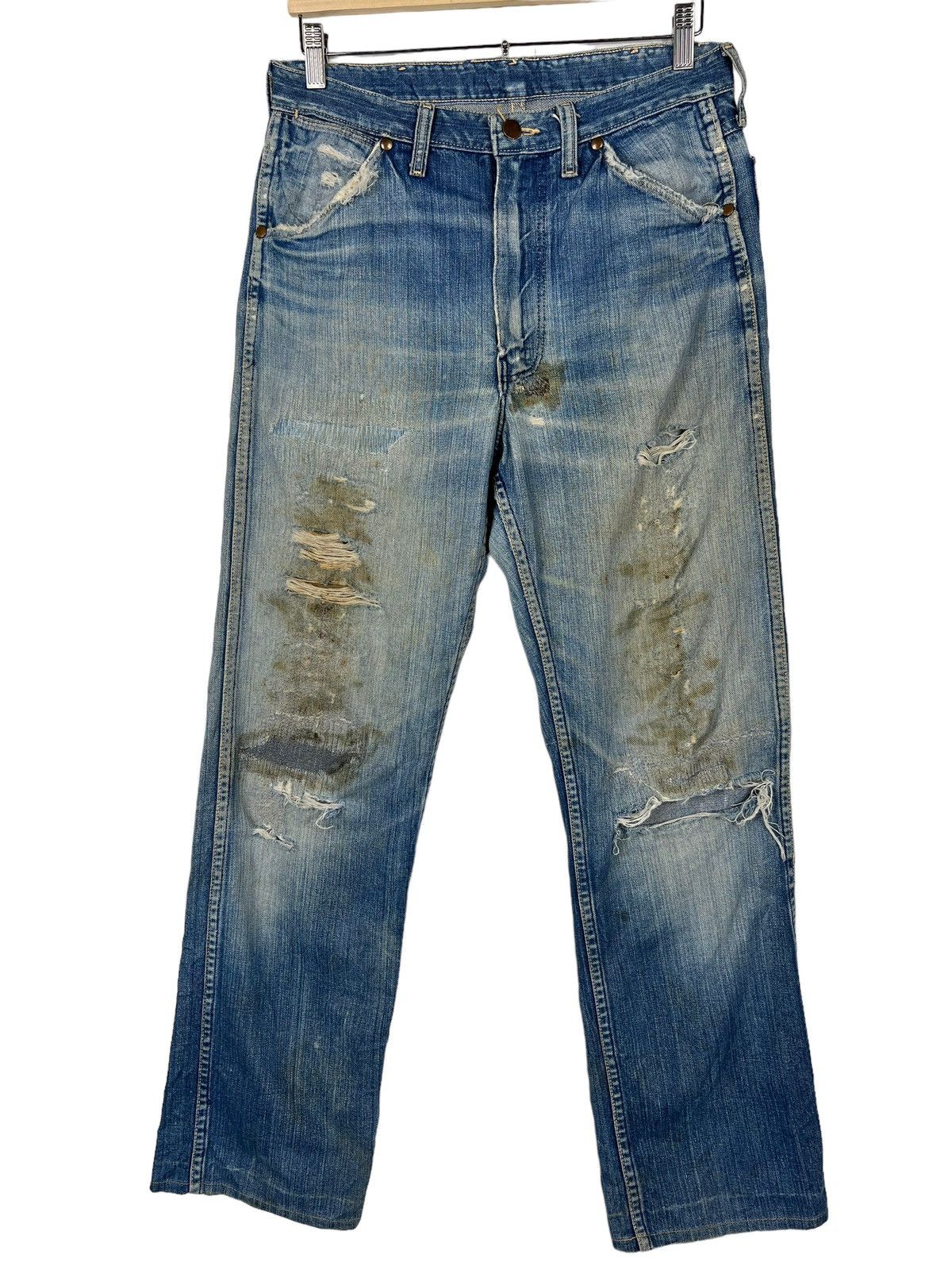 Vintage 🔥 1960s VINTAGE WRANGLER BLUE BELL DYED DISTRESSED DENIM Size US 31 - 1 Thumbnail