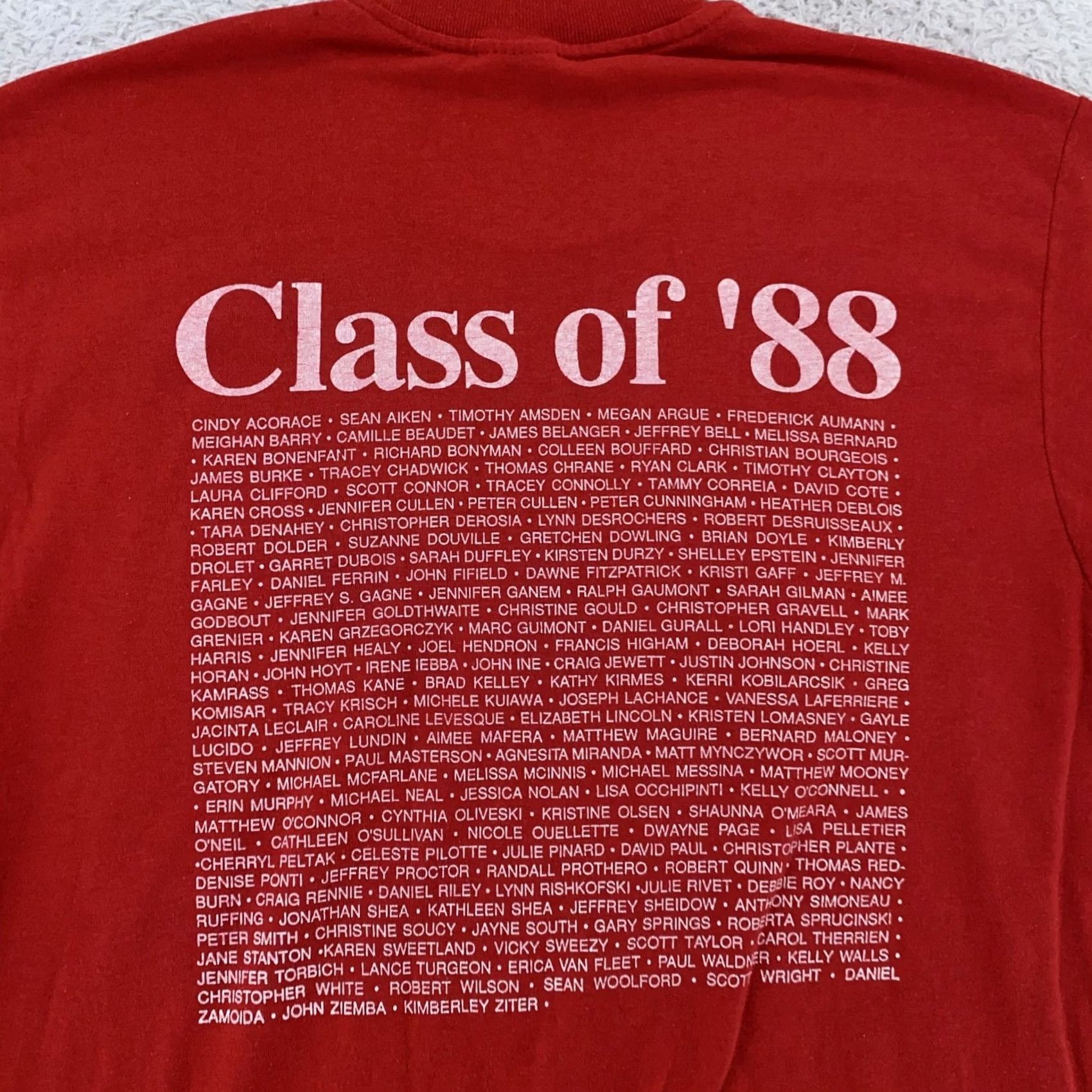 Vintage VINTAGE Trinity High School Class of 1988 T-Shirt Mens M Red Cow Mascot USA 80s Graphic Print Crew Neck Short Sleeve Size US M / EU 48-50 / 2 - 3 Thumbnail