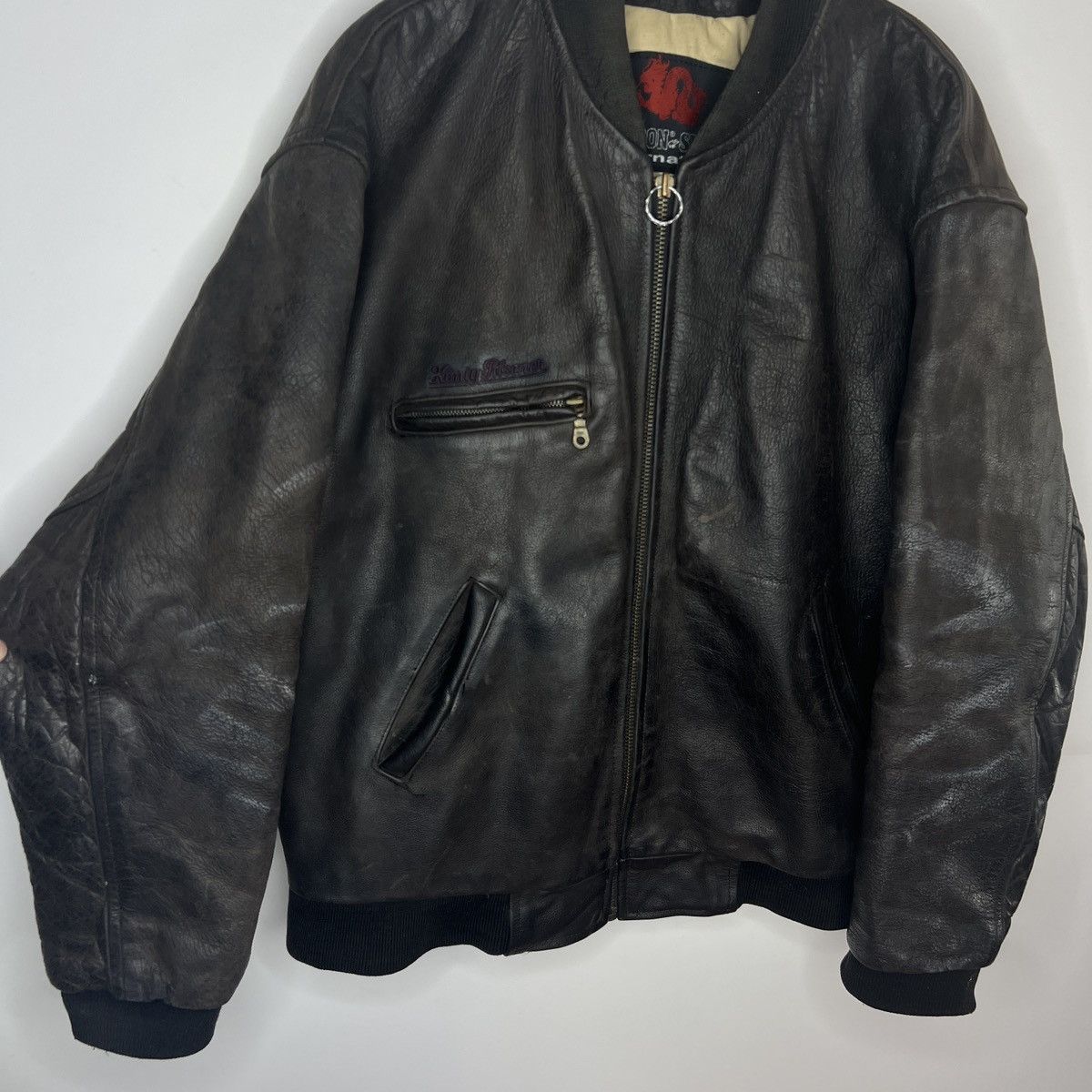 Vintage Vintage Heavy Flight Bomber Leather Jacket 90s Brown Size US XL / EU 56 / 4 - 5 Thumbnail