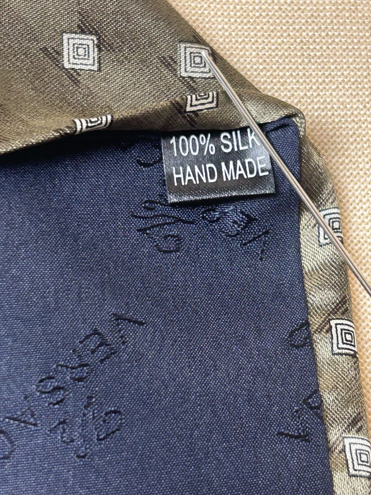 Versace Versace classic V2 geometric gray olive Silk Mens Tie Size ONE SIZE - 6 Thumbnail