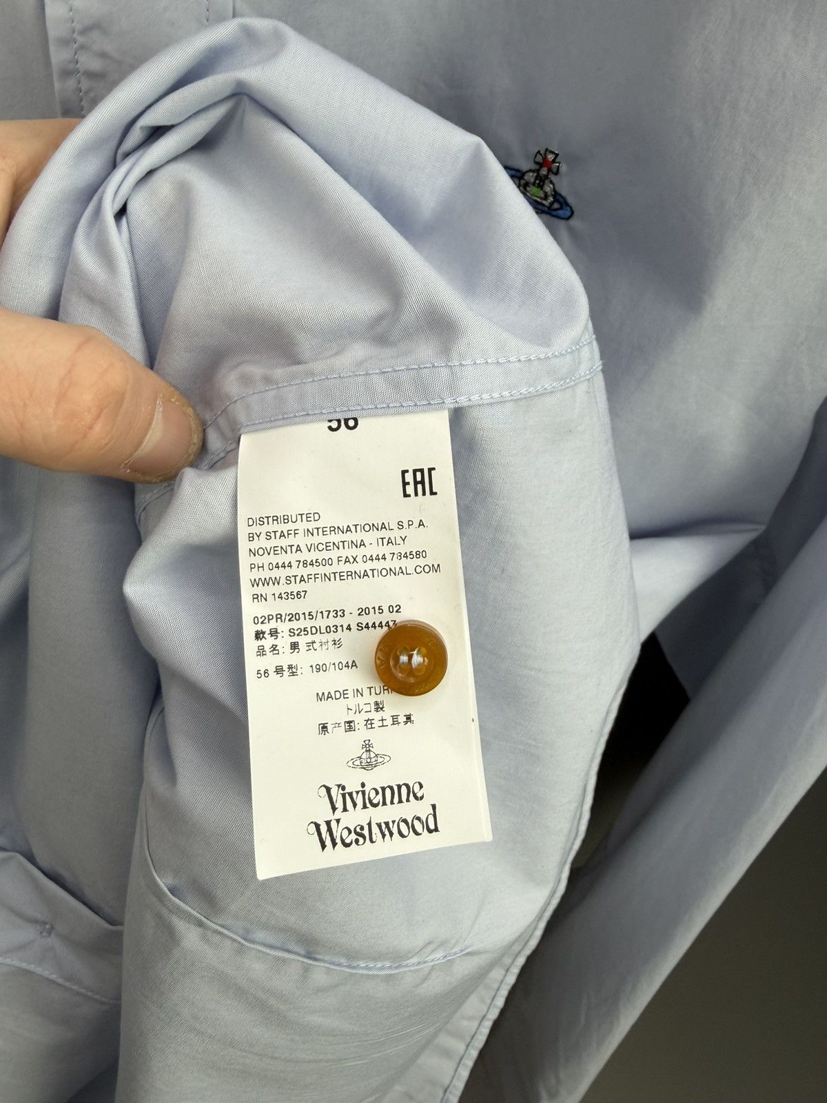 Vivienne Westwood Vivienne Westwood Man Light Blue Shirt Orb Logo Size 56 Size US XL / EU 56 / 4 - 8 Thumbnail